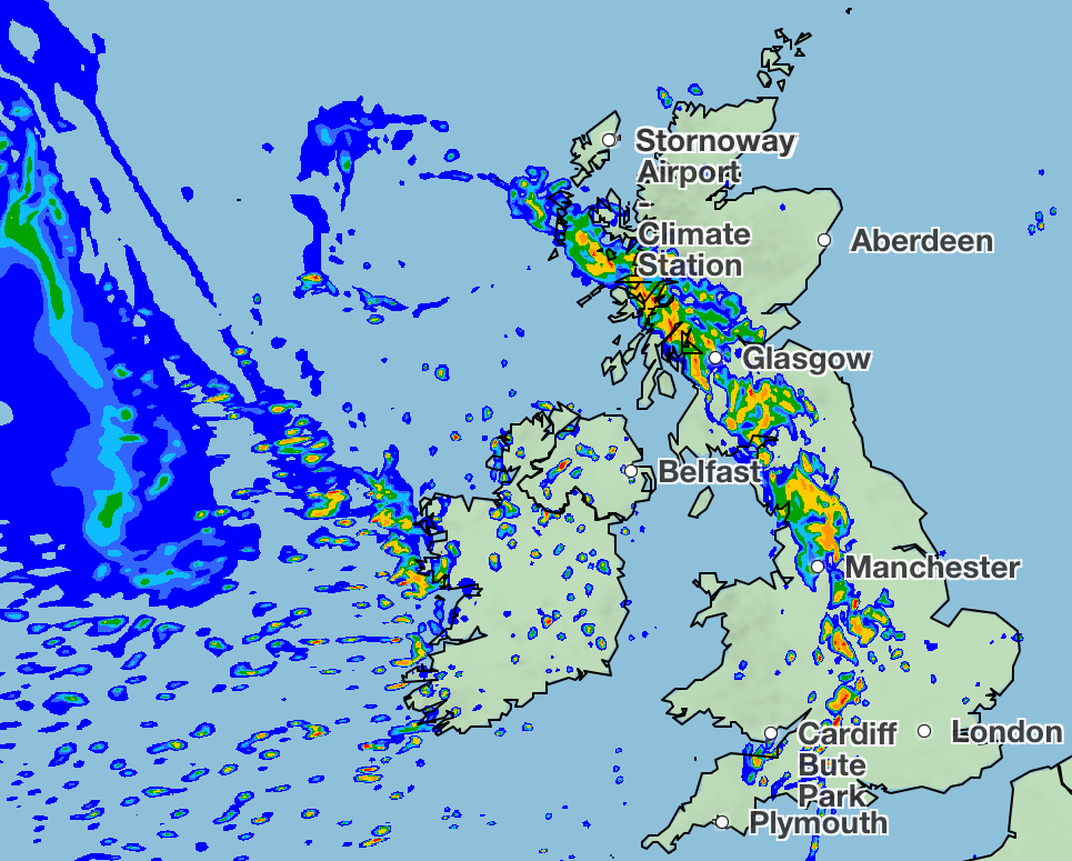 Wednesday 27 August will see rainfall extend to most of the UK