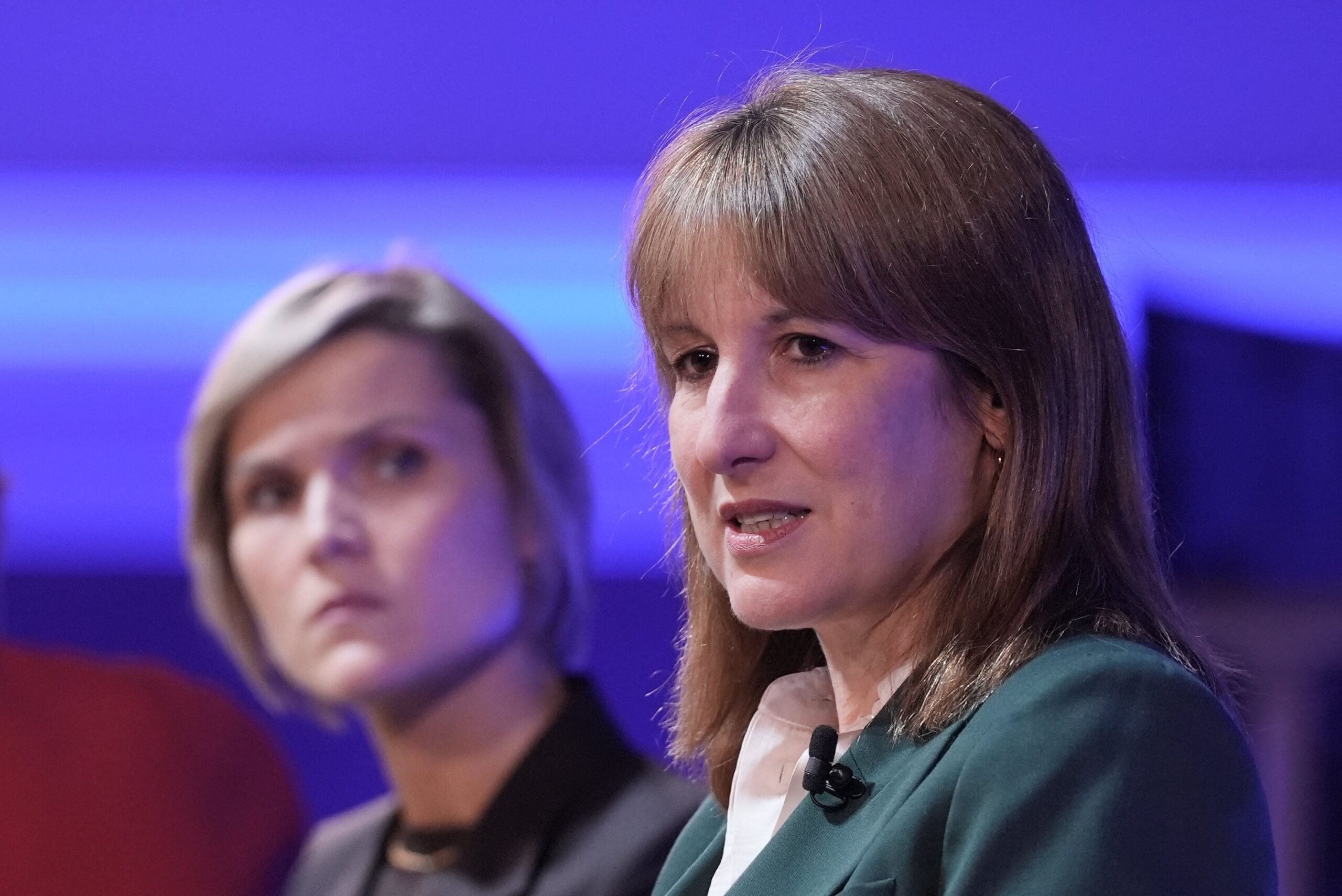 Chancellor of the Exchequer Rachel Reeves (right) speaking at the Global Progress Action Summit at Methodist Central Hall in Westminster (Stefan Rousseau/PA)