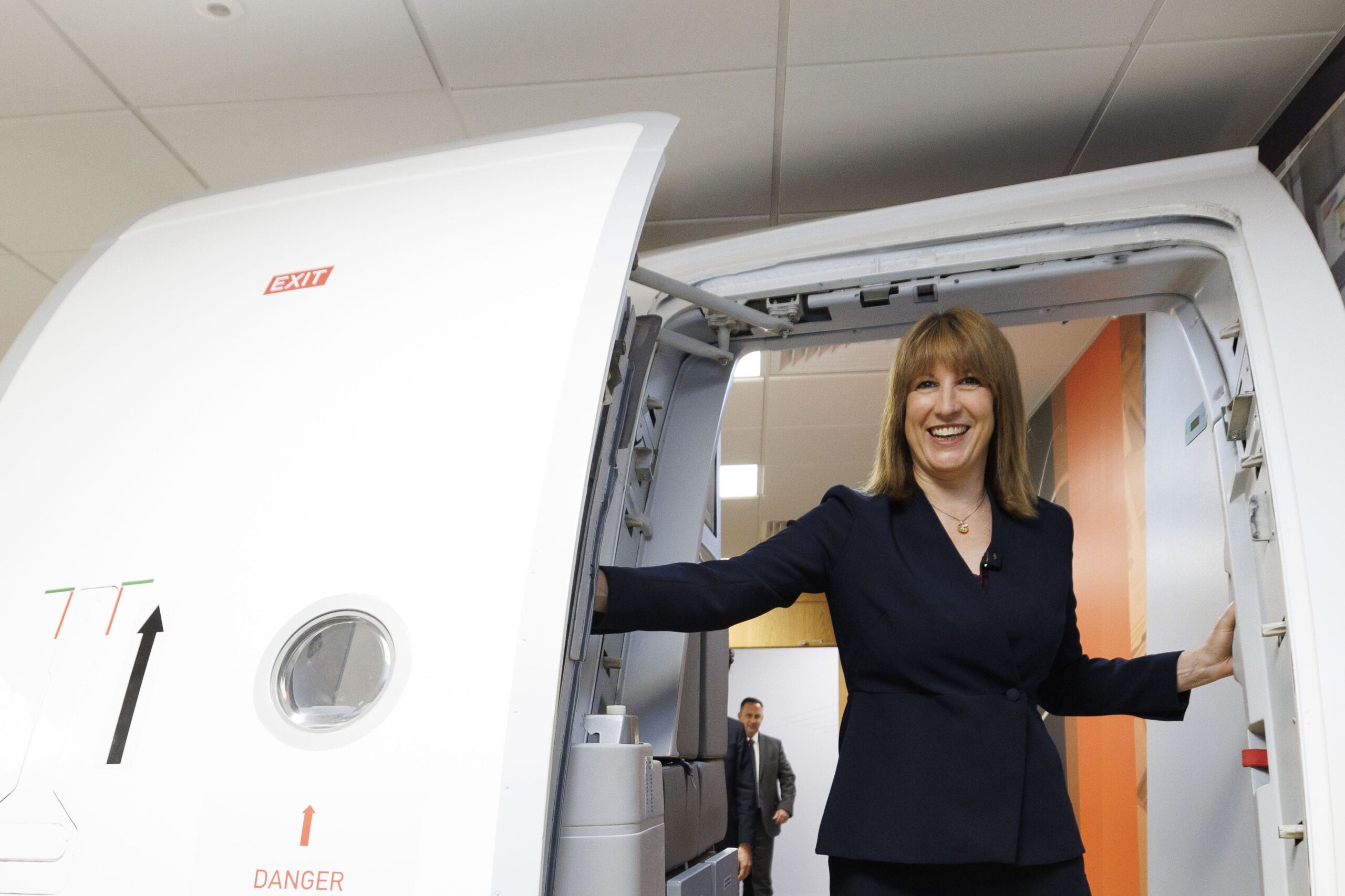 Reeves, pictured during a visit to London Gatwick on Monday, is expected to have to raise taxes significantly at the Budget