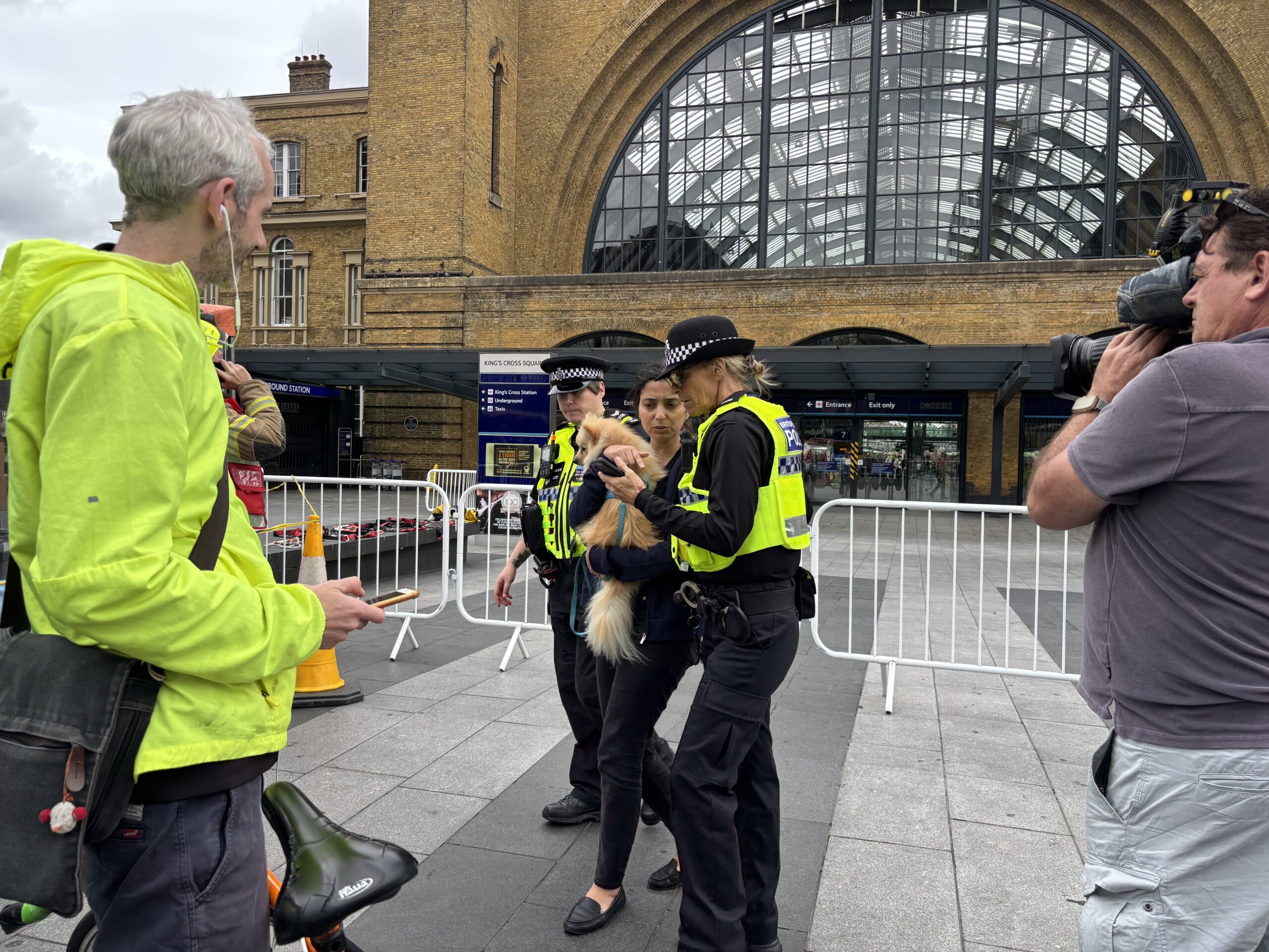 The animal was retrieved from the protester before he came down