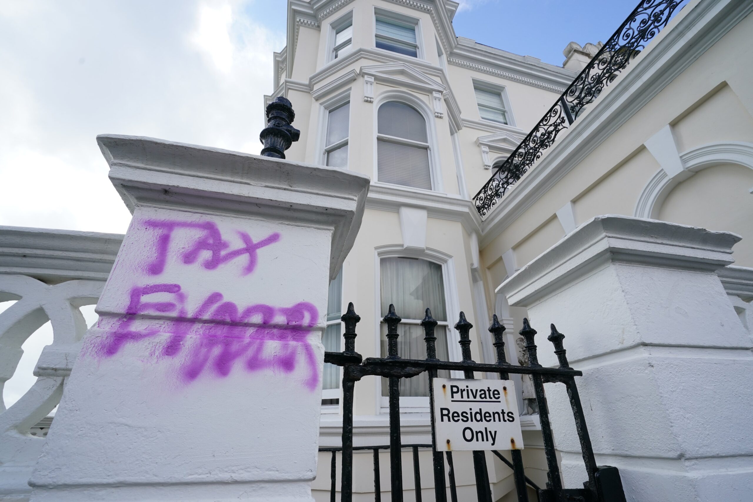 Graffiti pictured outside Ms Rayner’s home in Hove