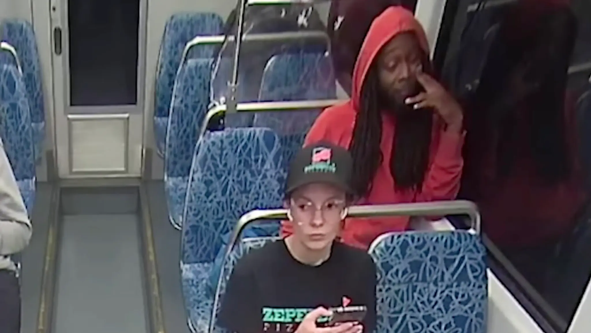 Surveillance footage shows the suspect sitting behind Iryna Zarutska before the fatal attack