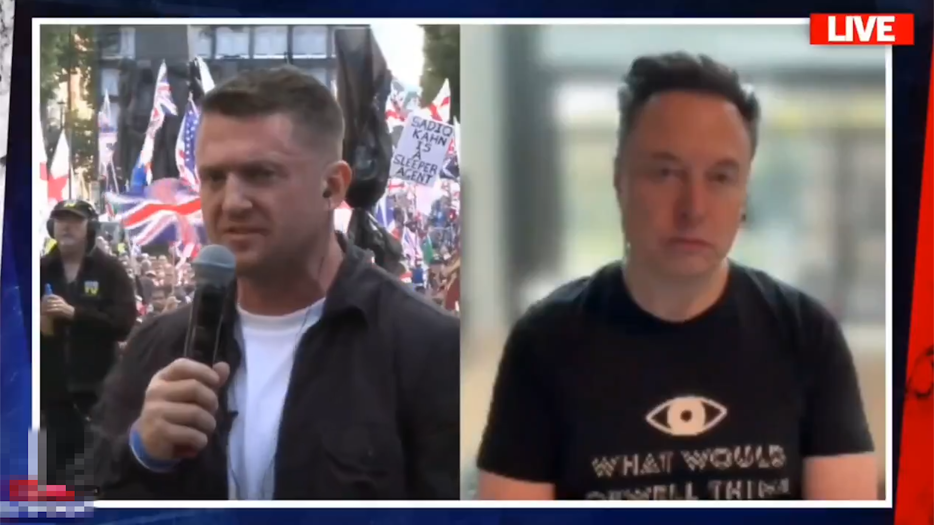Elon Musk called for the dissolution of parliament during his conversation with Tommy Robinson over a video link