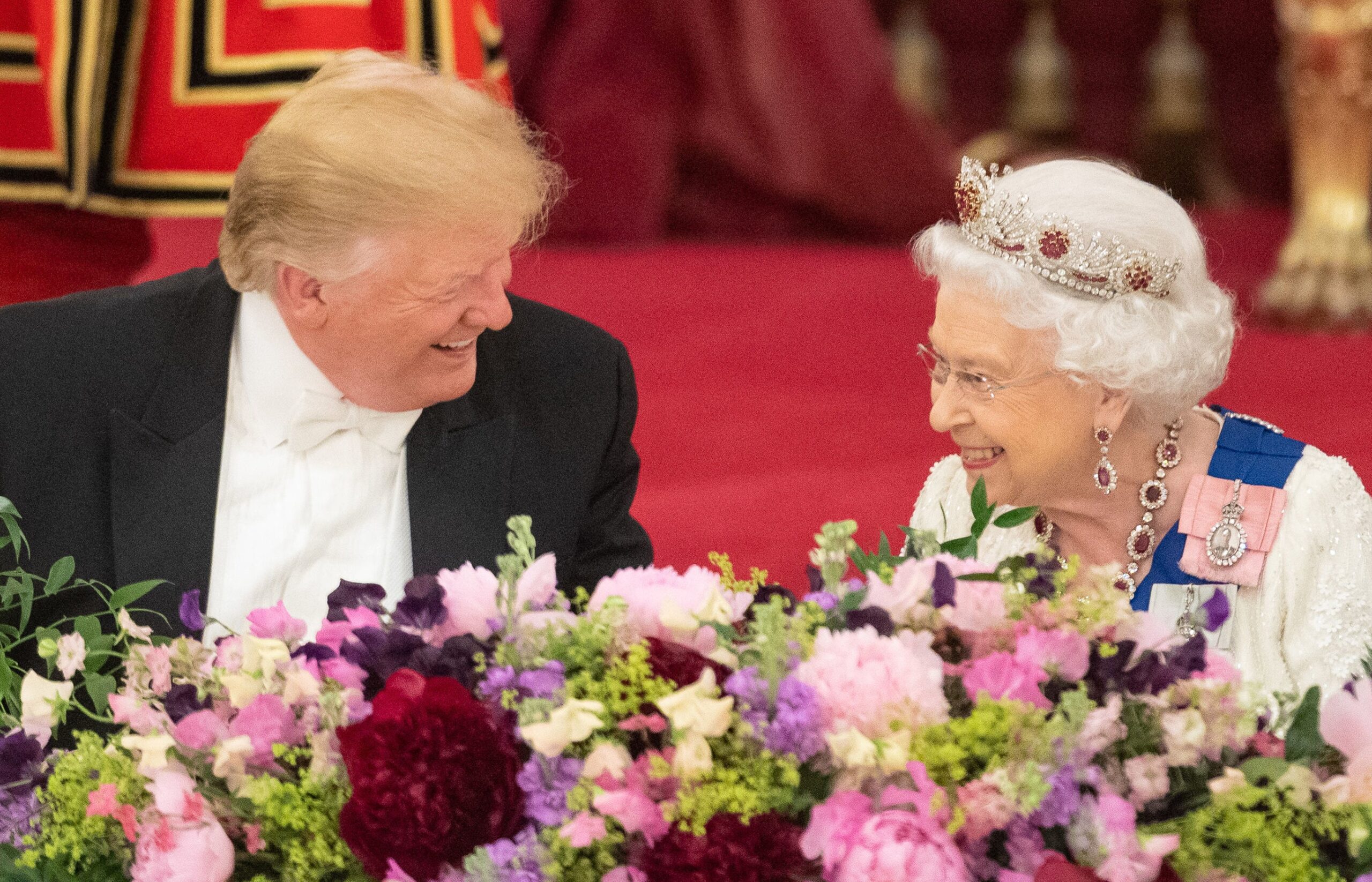 Trump with the late Queen at his last state banquet in 2019