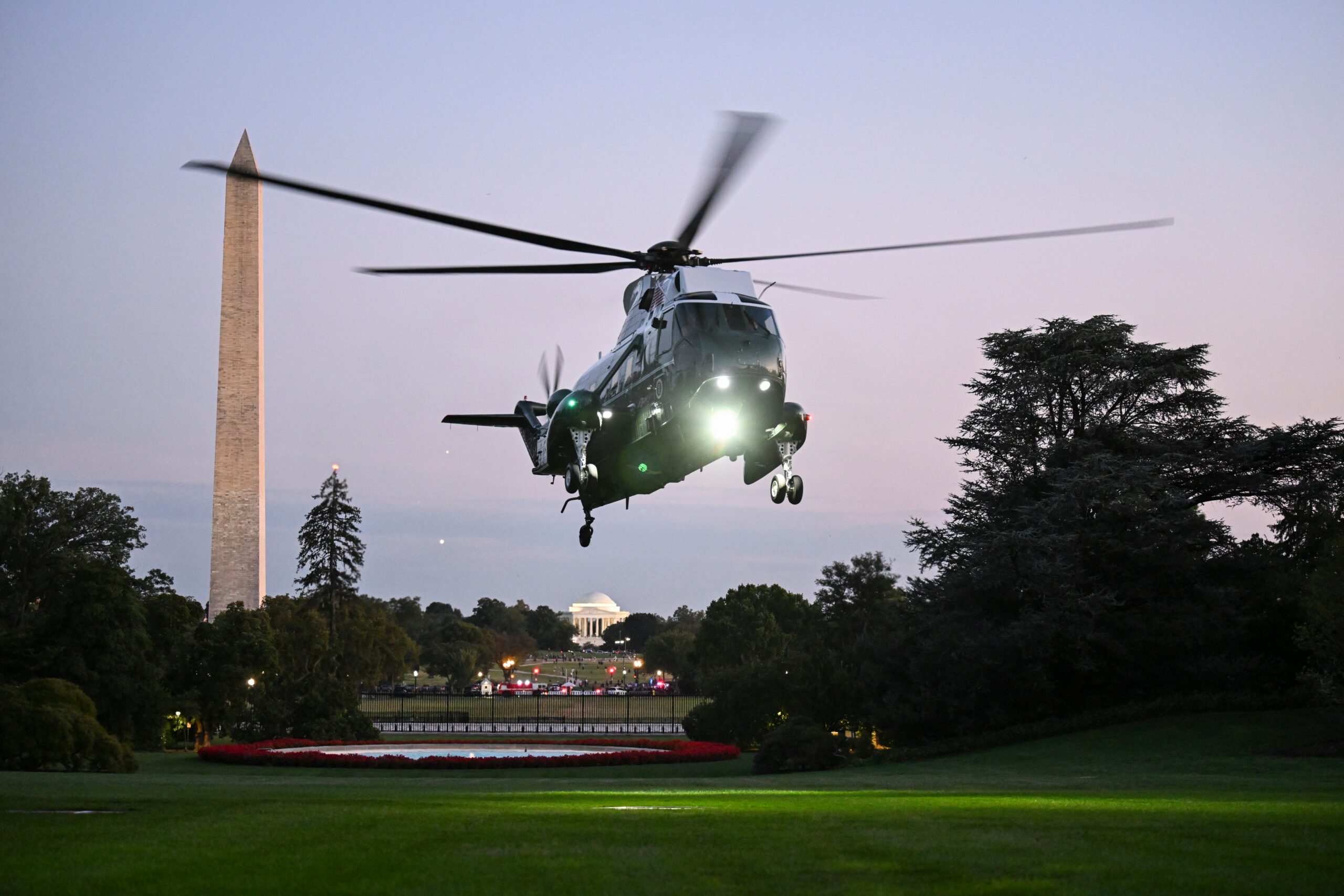 A Washington, D.C., man allegedly pointed a red laser beam at Marine One, which was transporting President Donald Trump to Mount Vernon Saturday night