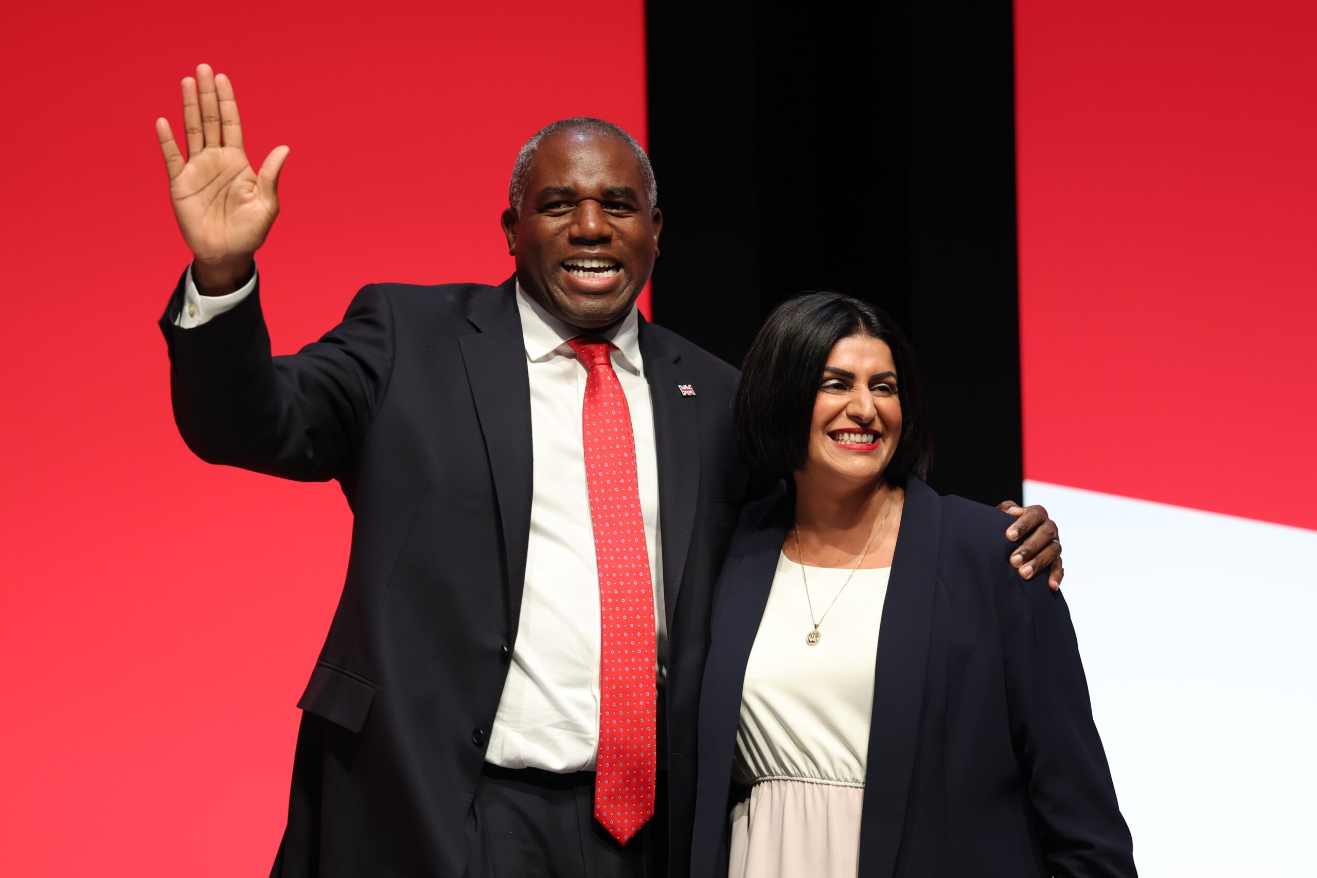 Shabana Mahmood and David Lammy on the main stage of the Labour conference in Liverpool