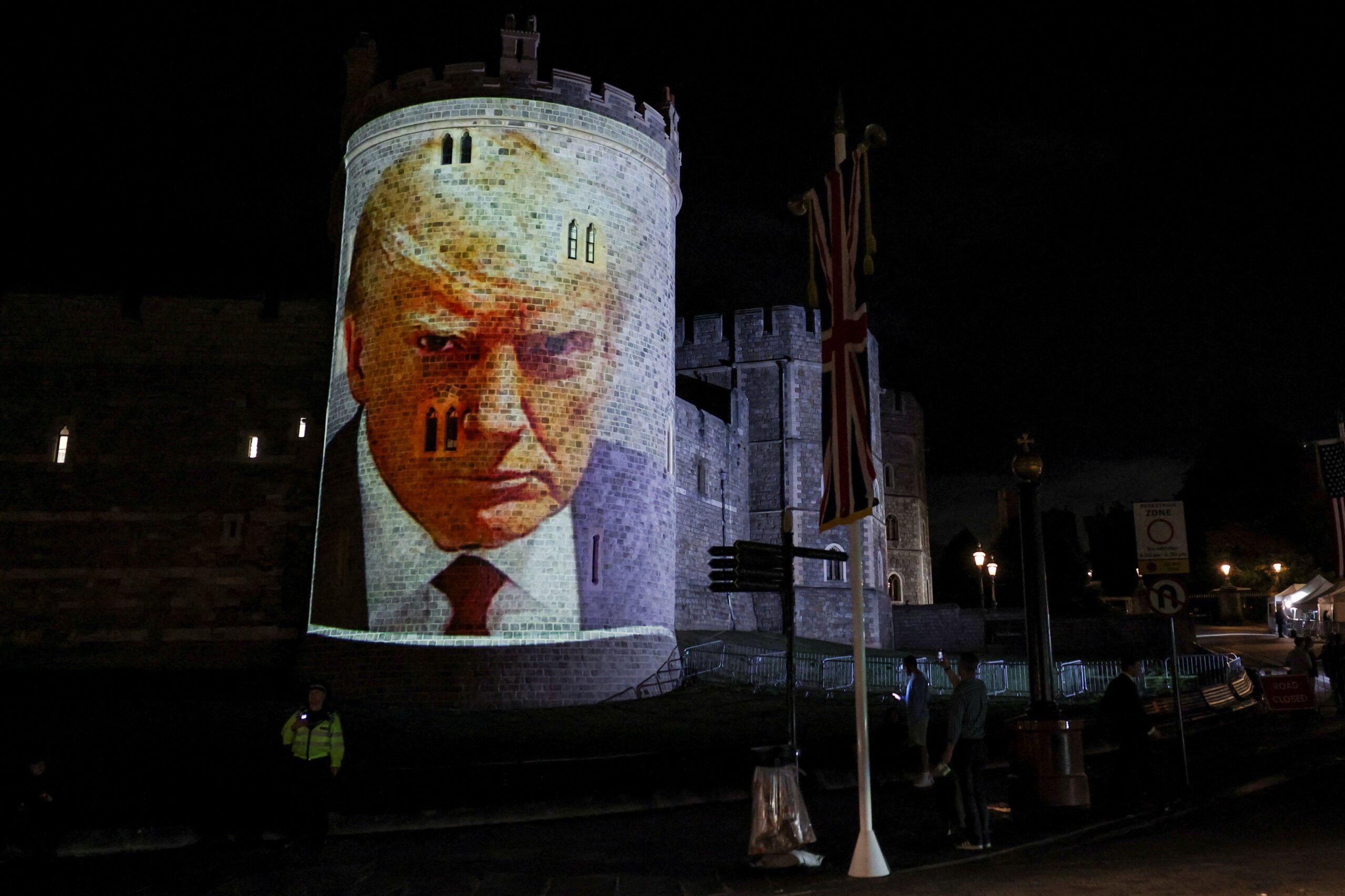 Trump's mugshot was also projected onto the side of Windsor Castle