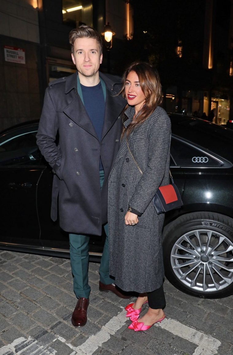 LONDON, ENGLAND - OCTOBER 29: Greg James and Bella Mackie arrive in an Audi at British GQ's 30 Years Anniversary Celebration at SUSHISAMBA on October 29, 2018 in London, Englan (Photo by David M. Benett/Dave Benett/Getty Images for Audi UK)