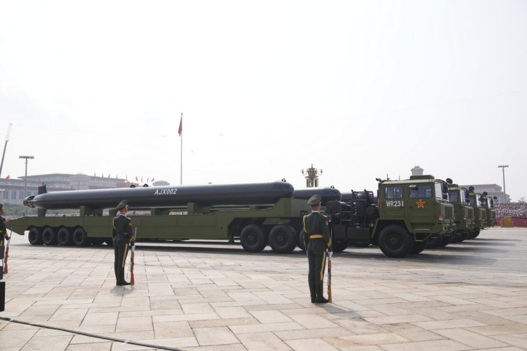 AJX002 underwater drones take part in a military parade to commemorate the 80th anniversary of Japan's World War II surrender held in front of Tiananmen Gate in Beijing, Wednesday, Sept. 3, 2025. (AP Photo/Andy Wong)