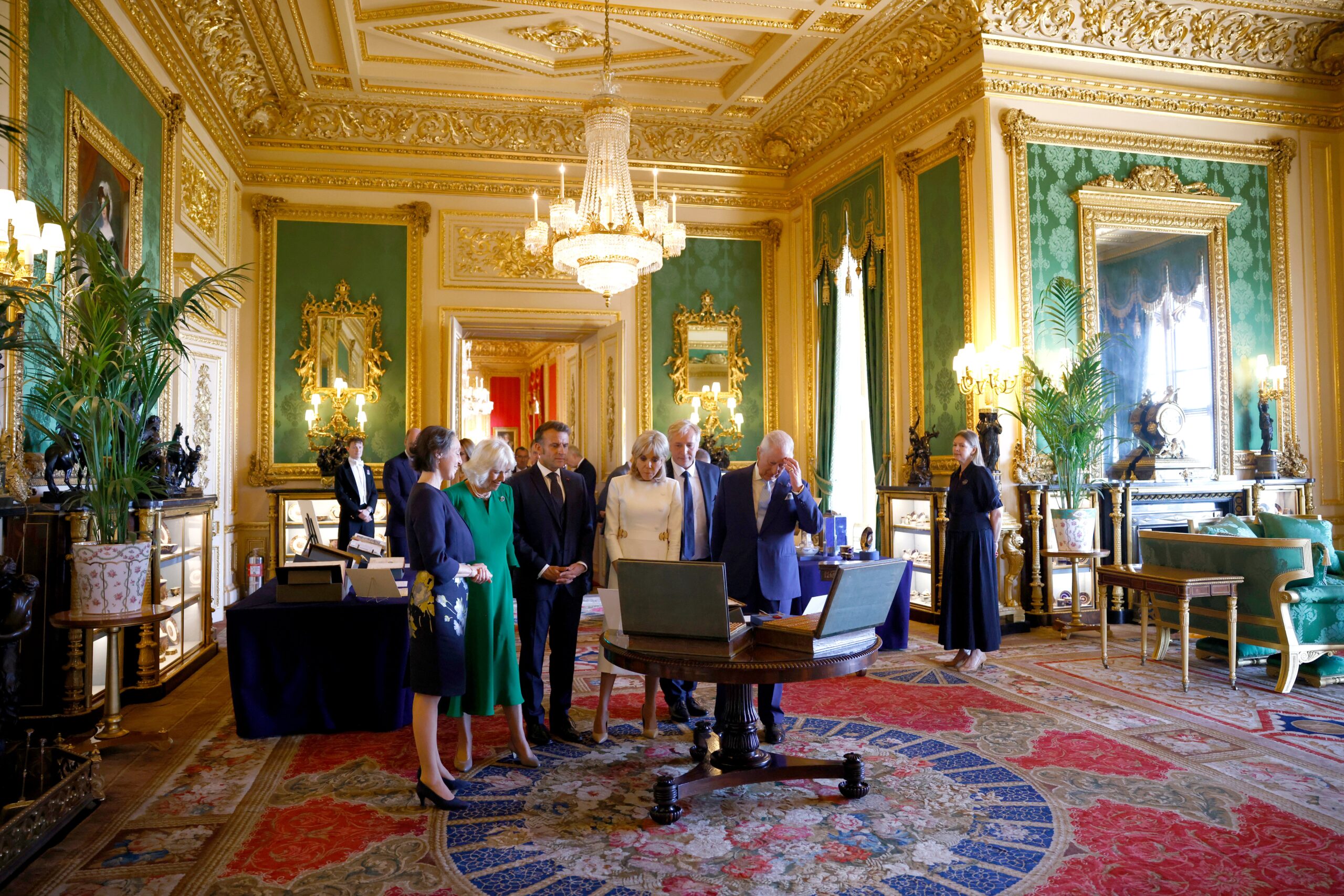 The president will also be welcomed into the castle’s Green Drawing Room, where he will be taken to see a special display of Royal Collection items which relate to the United States of America