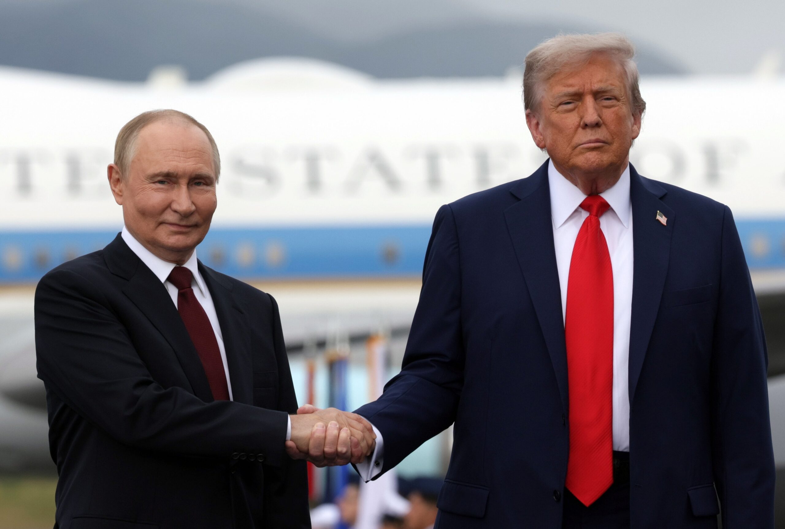 US president Donald Trump and Russian president Vladimir Putin in Anchorage, Alaska, last month