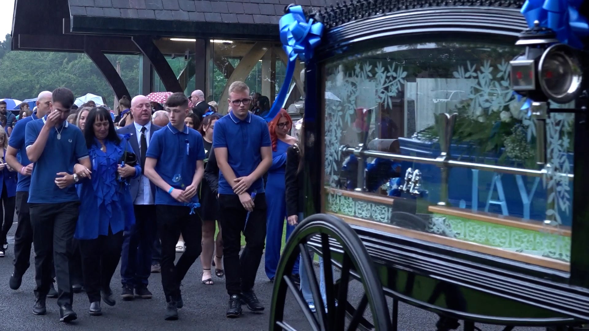 Mourners at the funeral of Jay Slater at Accrington Cemetery last year (Acacia Redding/PA)