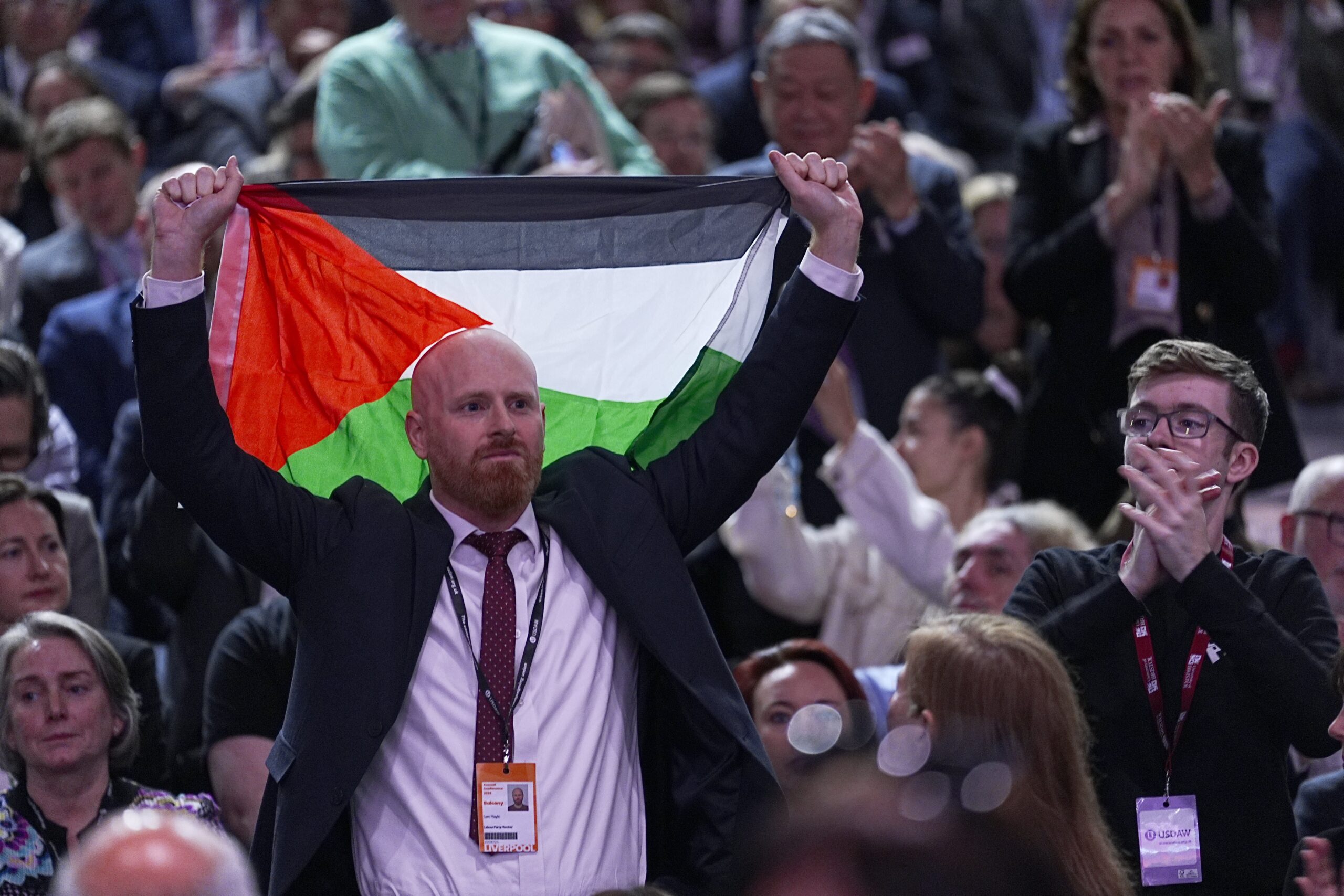 A pro-Palestinian protester interrupted Chancellor of the Exchequer Rachel Reeves’ speech (Peter Byrne/PA)