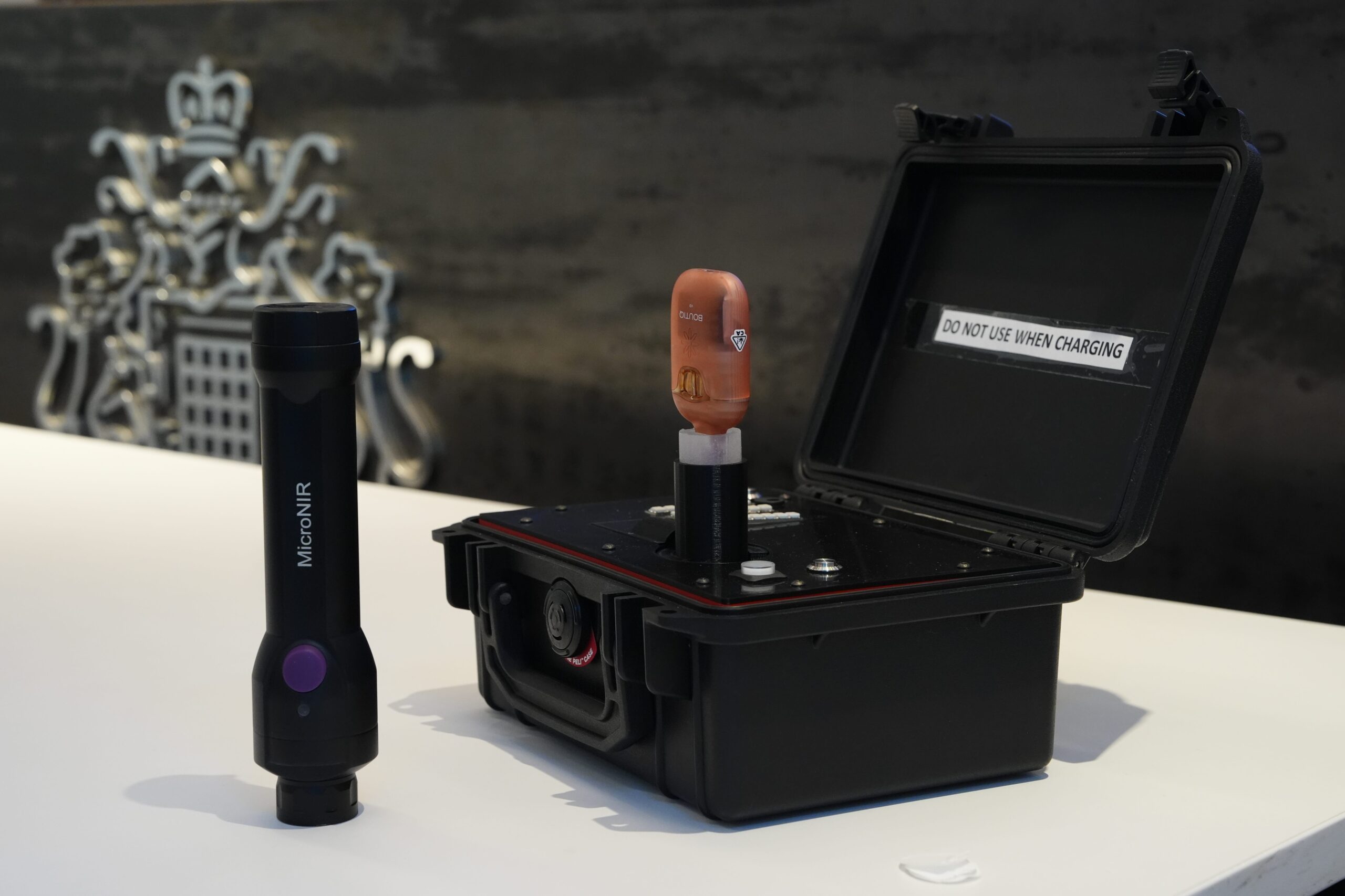 A near infra-red detector (left) that can test a range of powders and tablets suspected of containing controlled drugs, and a new vape spiking detector