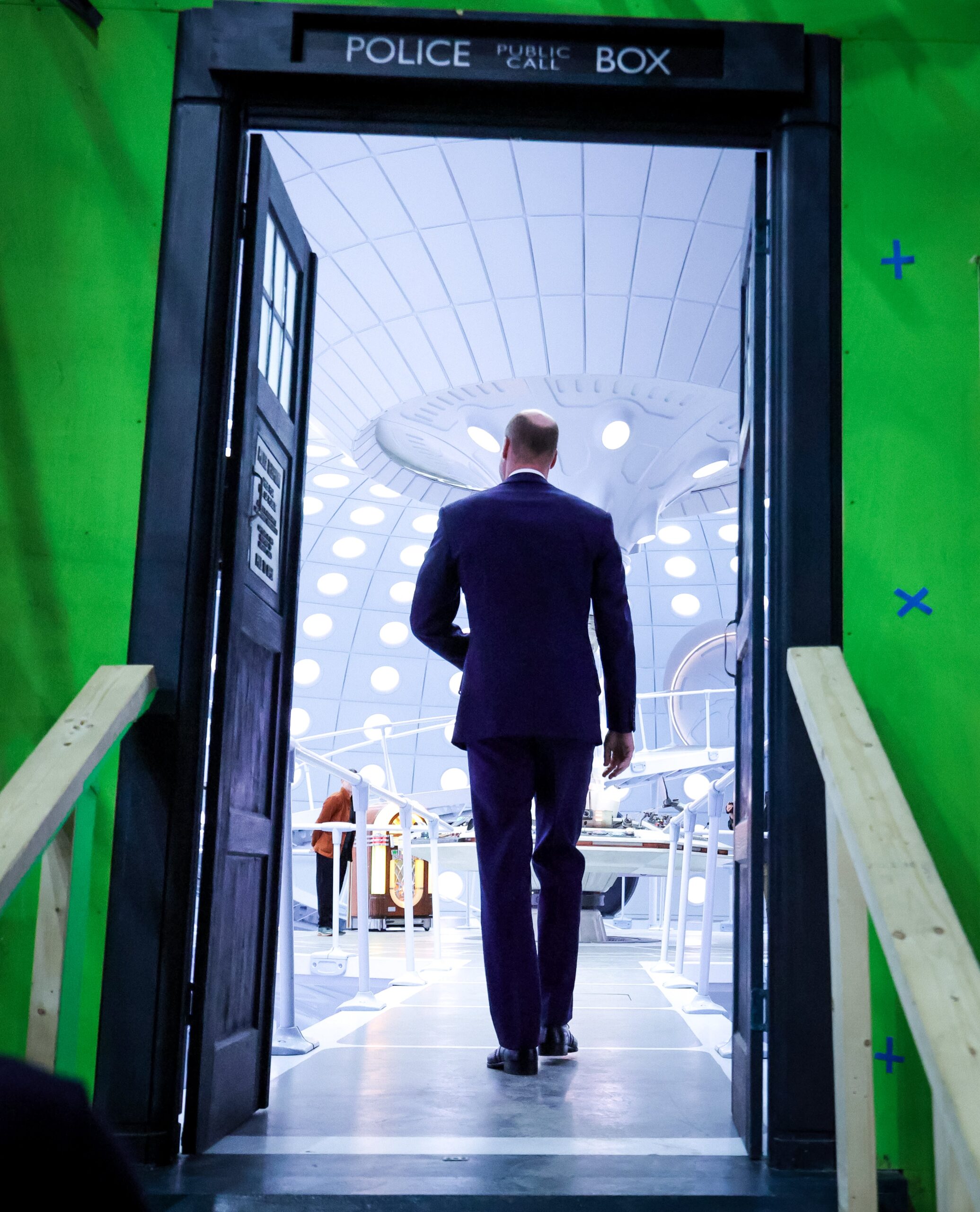 Prince William stepping into the Tardis