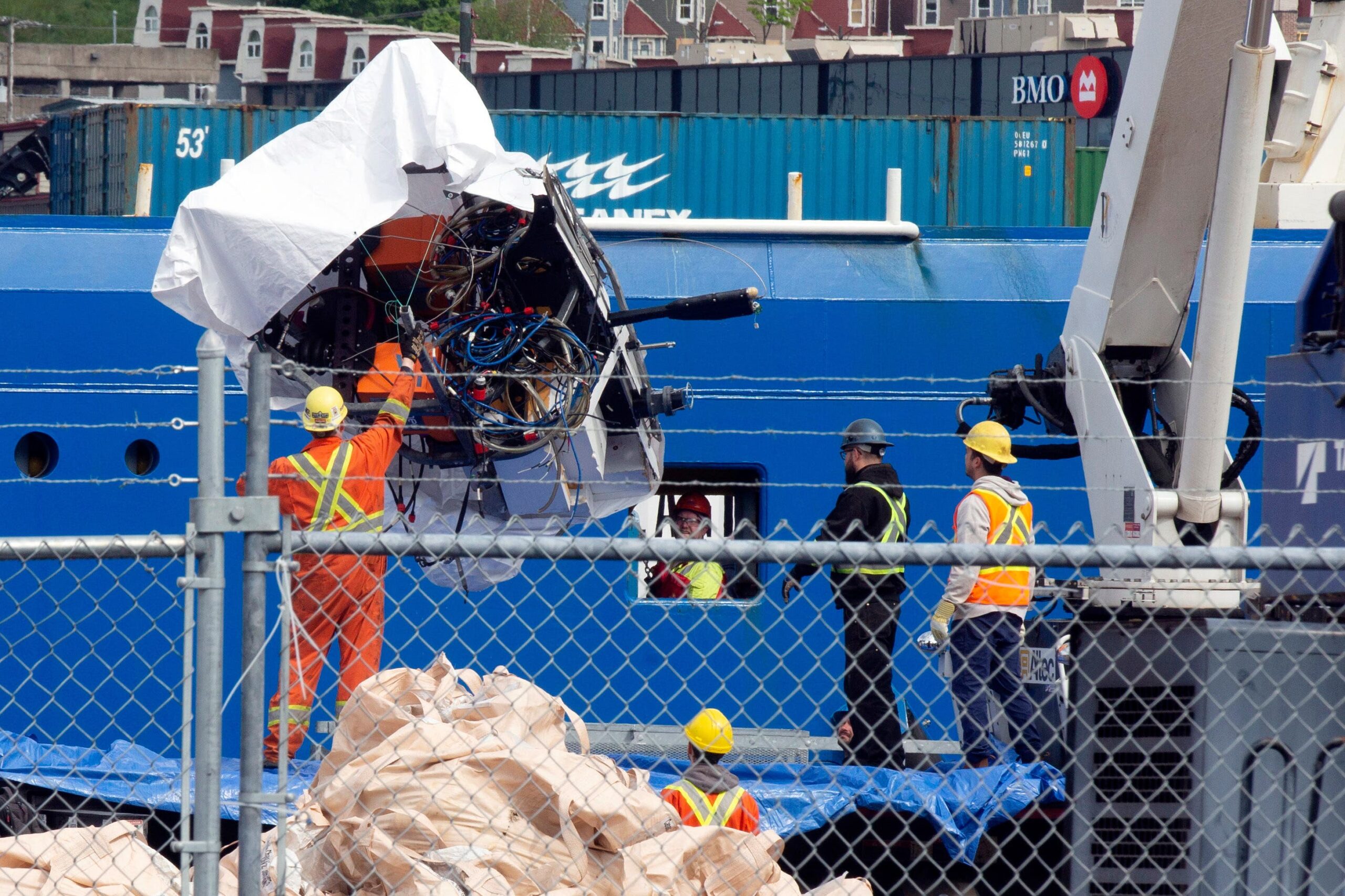 Debris from the Titan submersible was recovered from the ocean floor near the wreck of the Titanic (Paul Daly/The Canadian Press via AP)