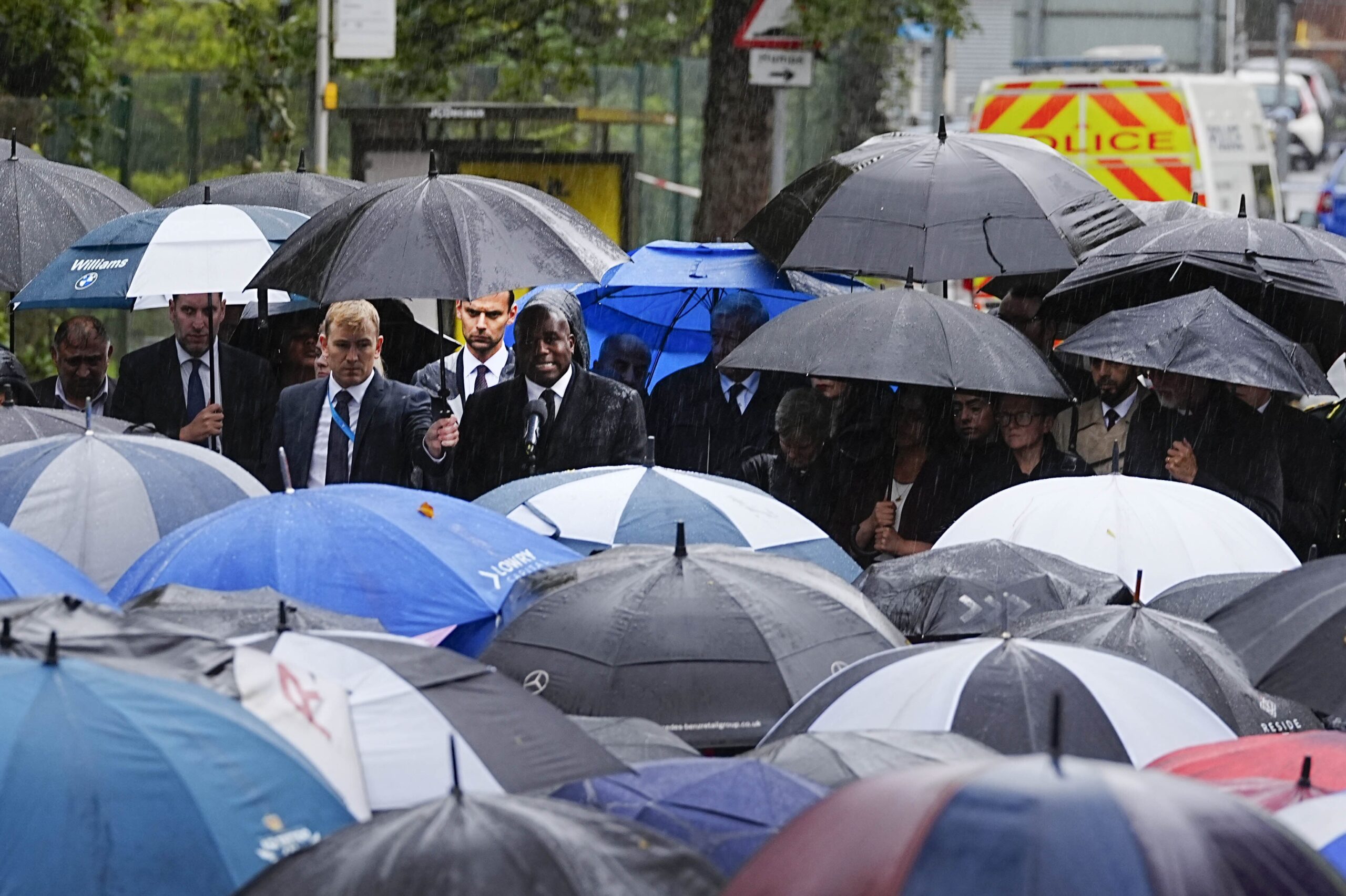 David Lammy was repeatedly heckled during his speech at a vigil near the scene of the attack on the Heaton Park Hebrew Congregation Synagogue