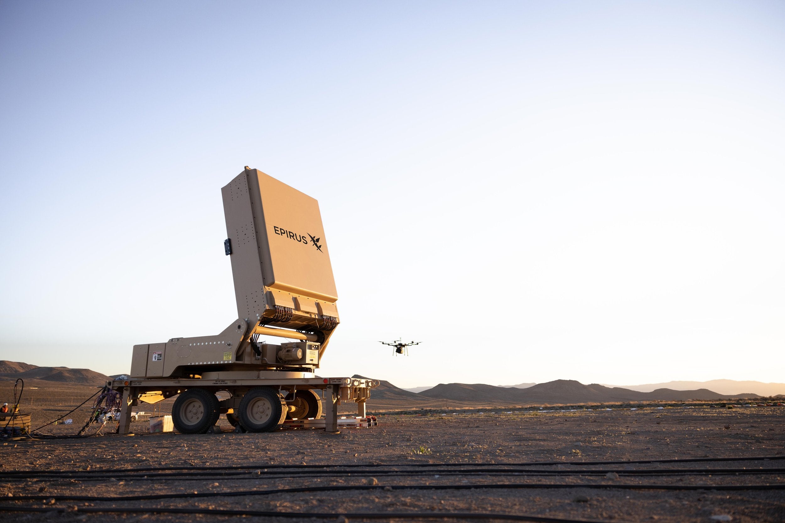 A 'Leonidas' drone defense unit created by the US tech company Epirus, which uses high-powered microwaves to kill enemy drones