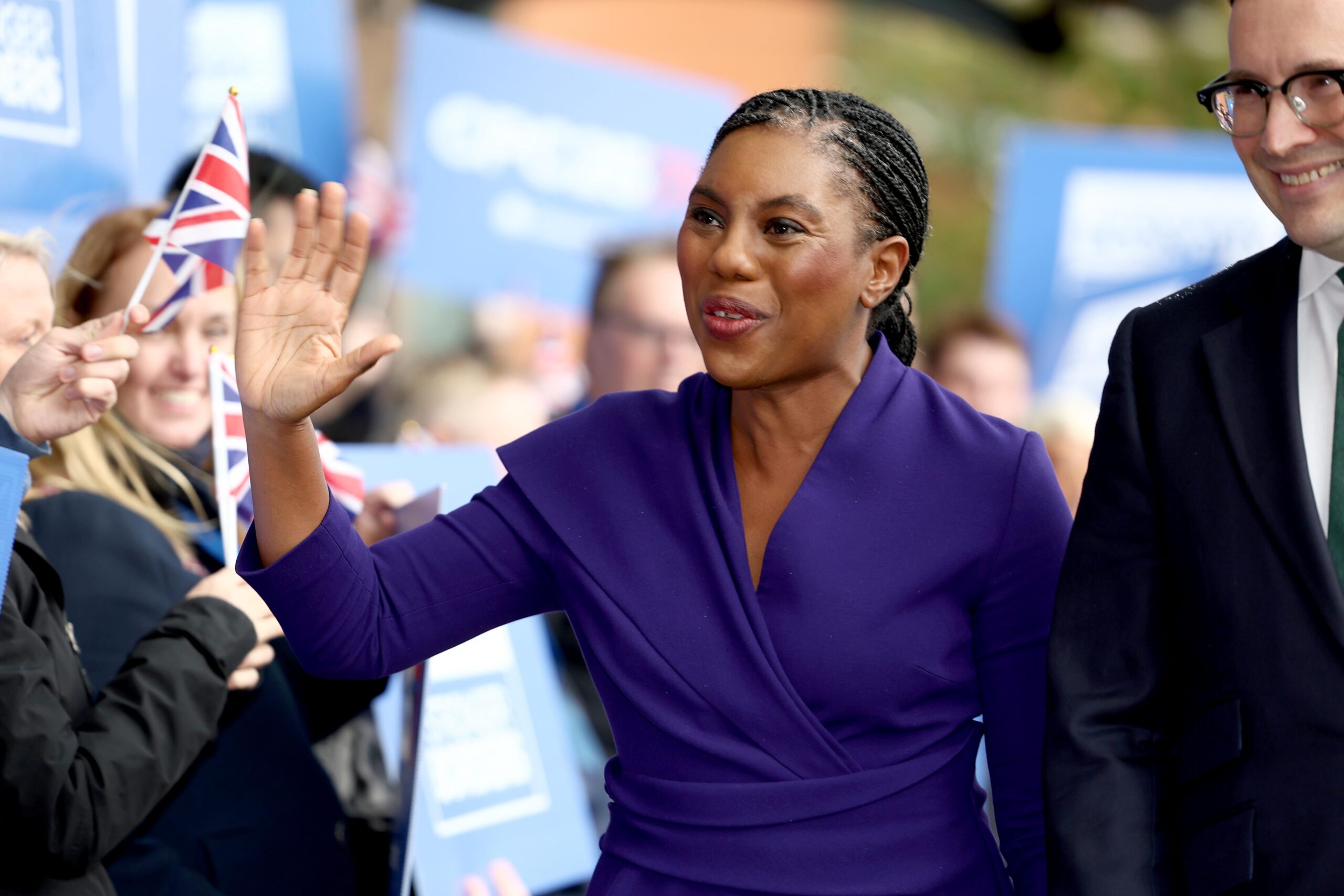Conservative Party leader Kemi Badenoch arrives at the Midland Hotel in Manchester