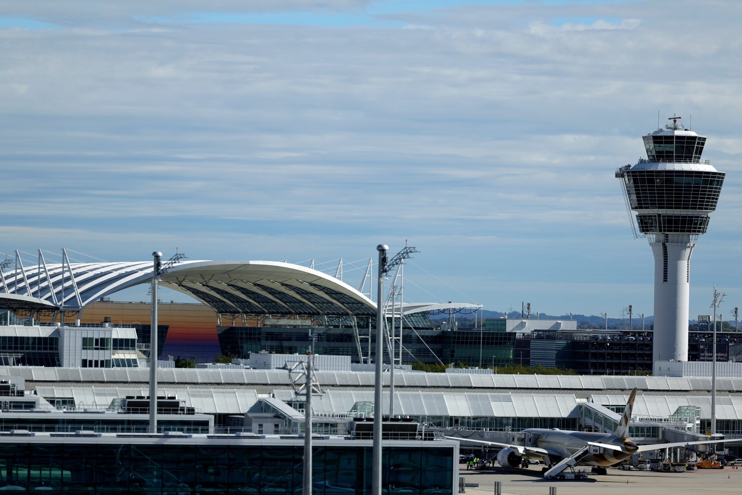 Flights resume at Munich Airport after temporary suspension early this morning due to drone sightings on 4 October 2025 in Erding, Germany