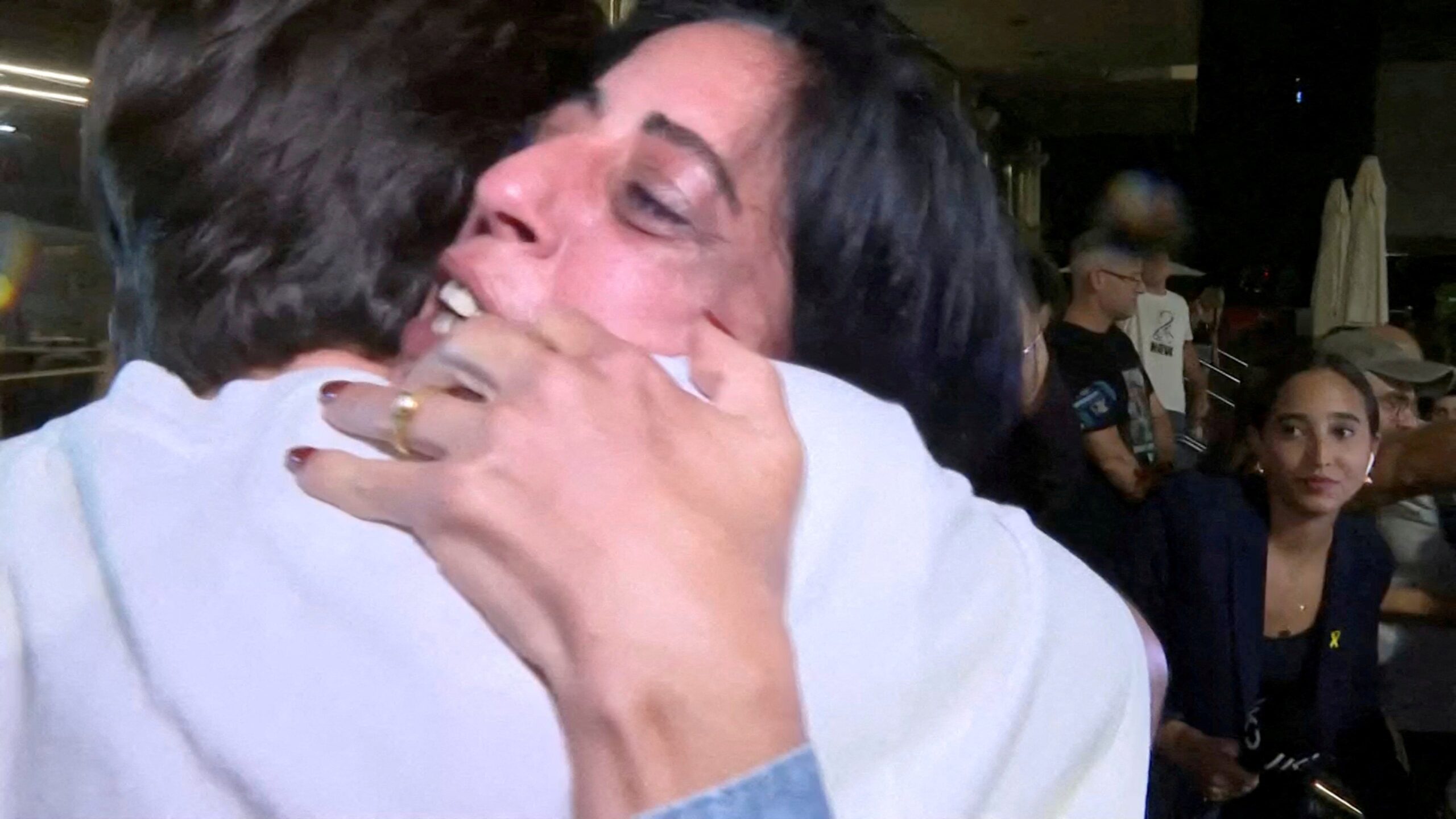 She embraced fellow families at Hostages Square