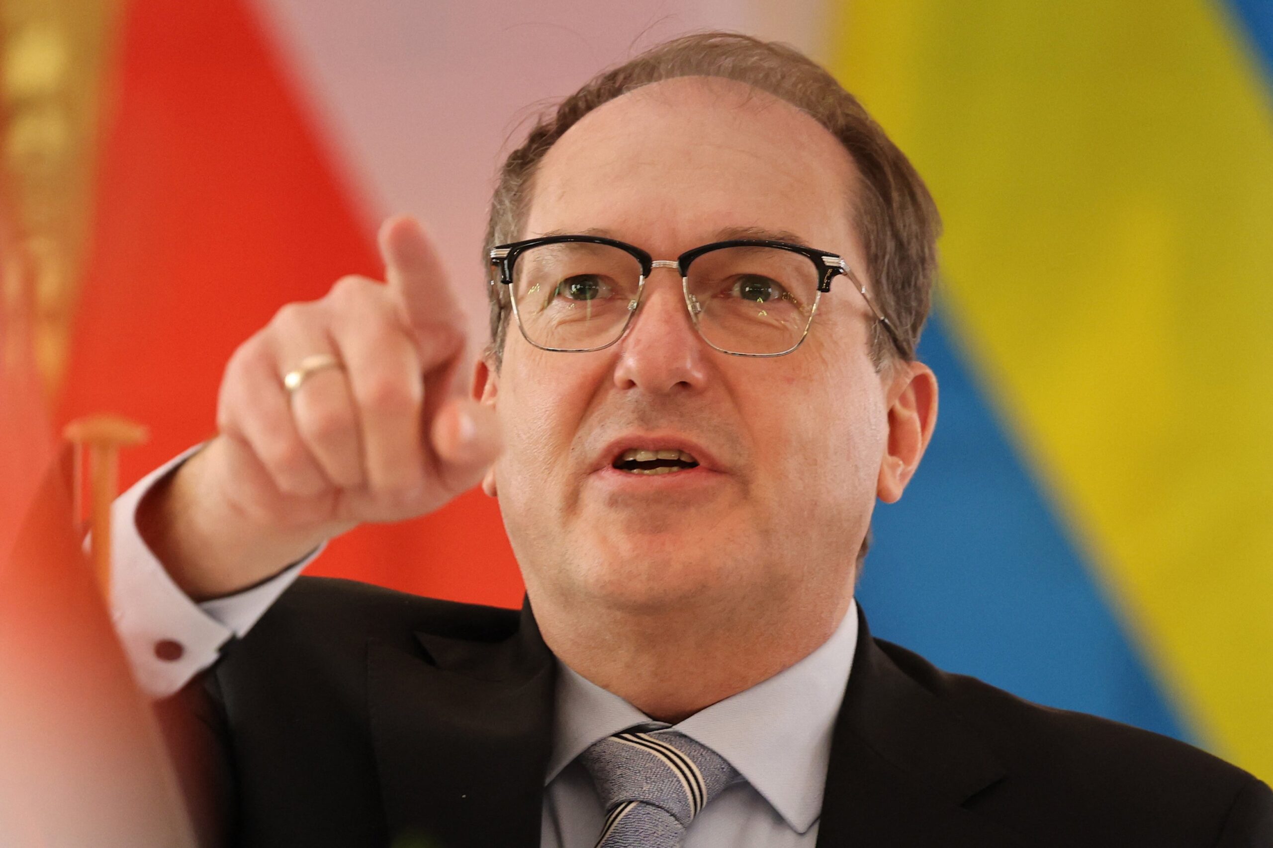 German Interior Minister Alexander Dobrindt gestures during the Munich Migration Meeting