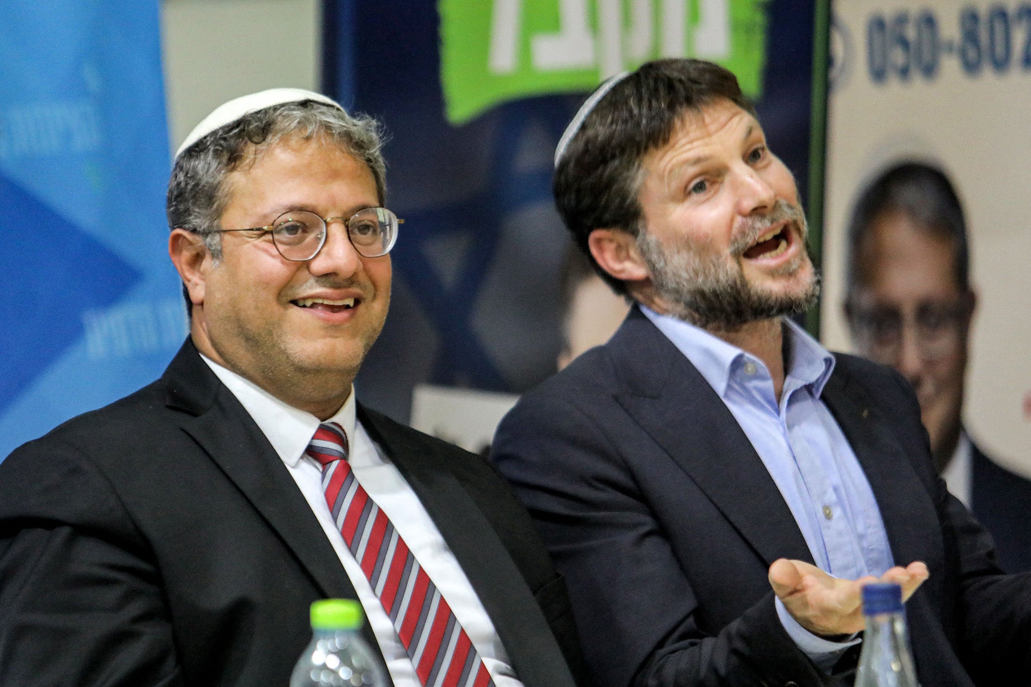 Smotrich, right, with far-right government ally Itamar Ben-Gvir