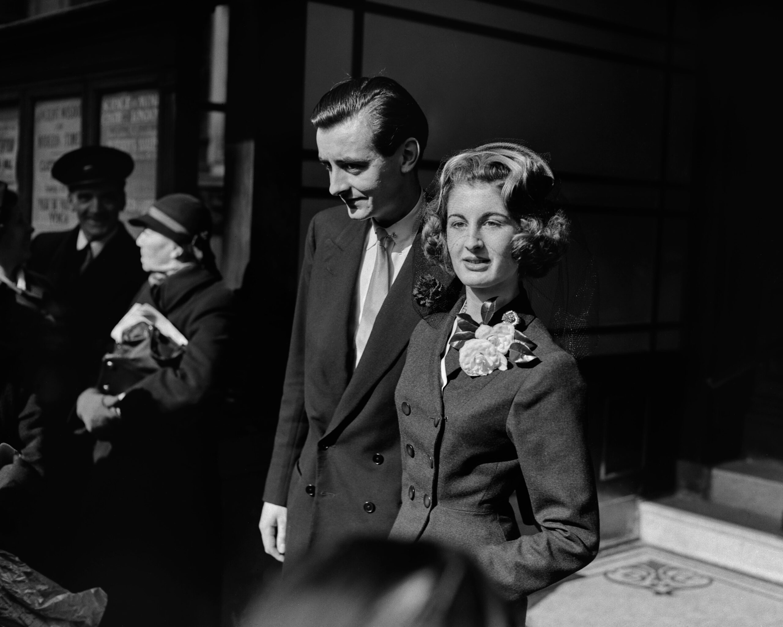 Lady Annabel with her husband, entrepreneur Mark Birley on their wedding day, 10 March 1954.