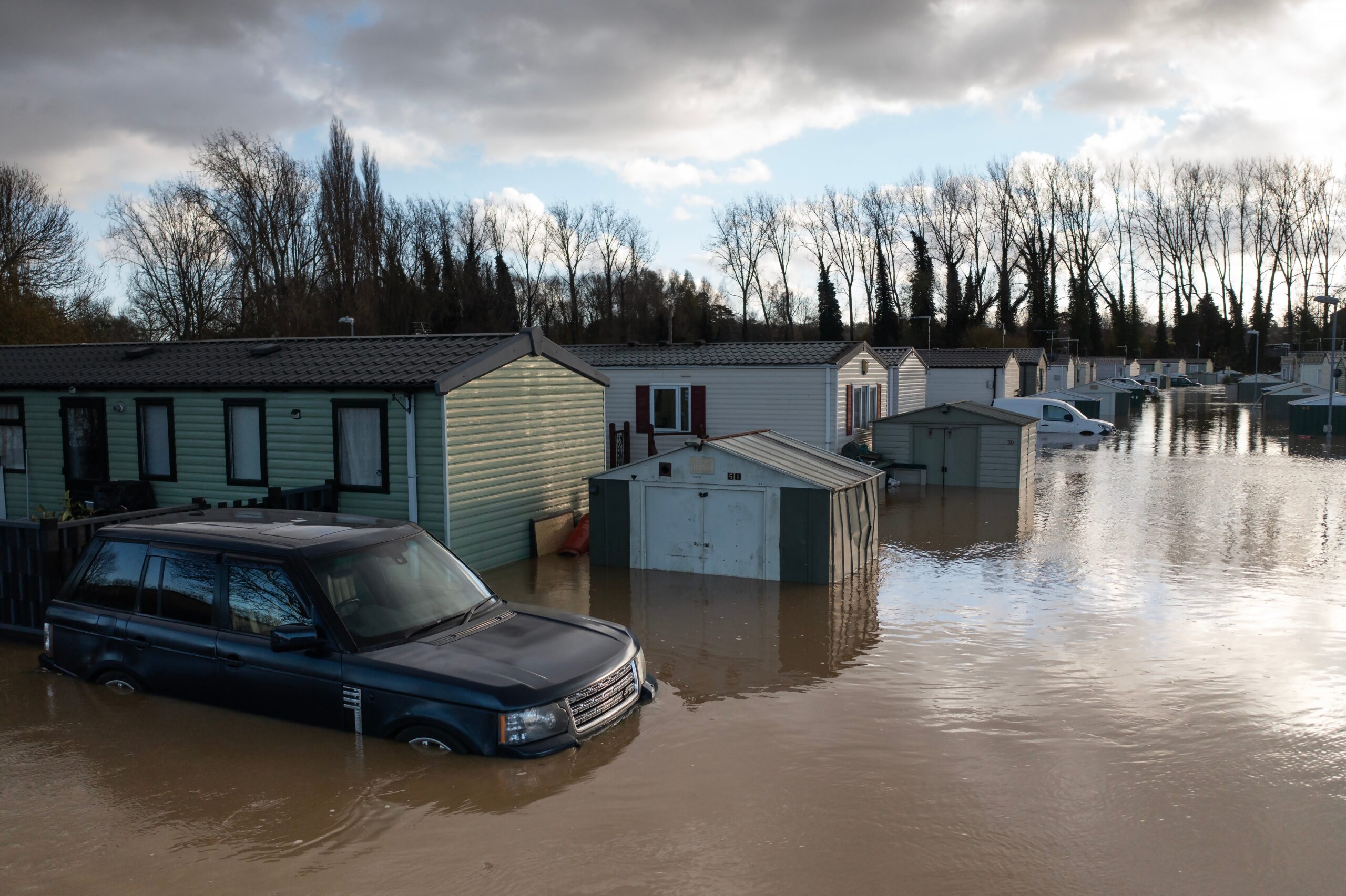 Flooded homes from Storm Bert