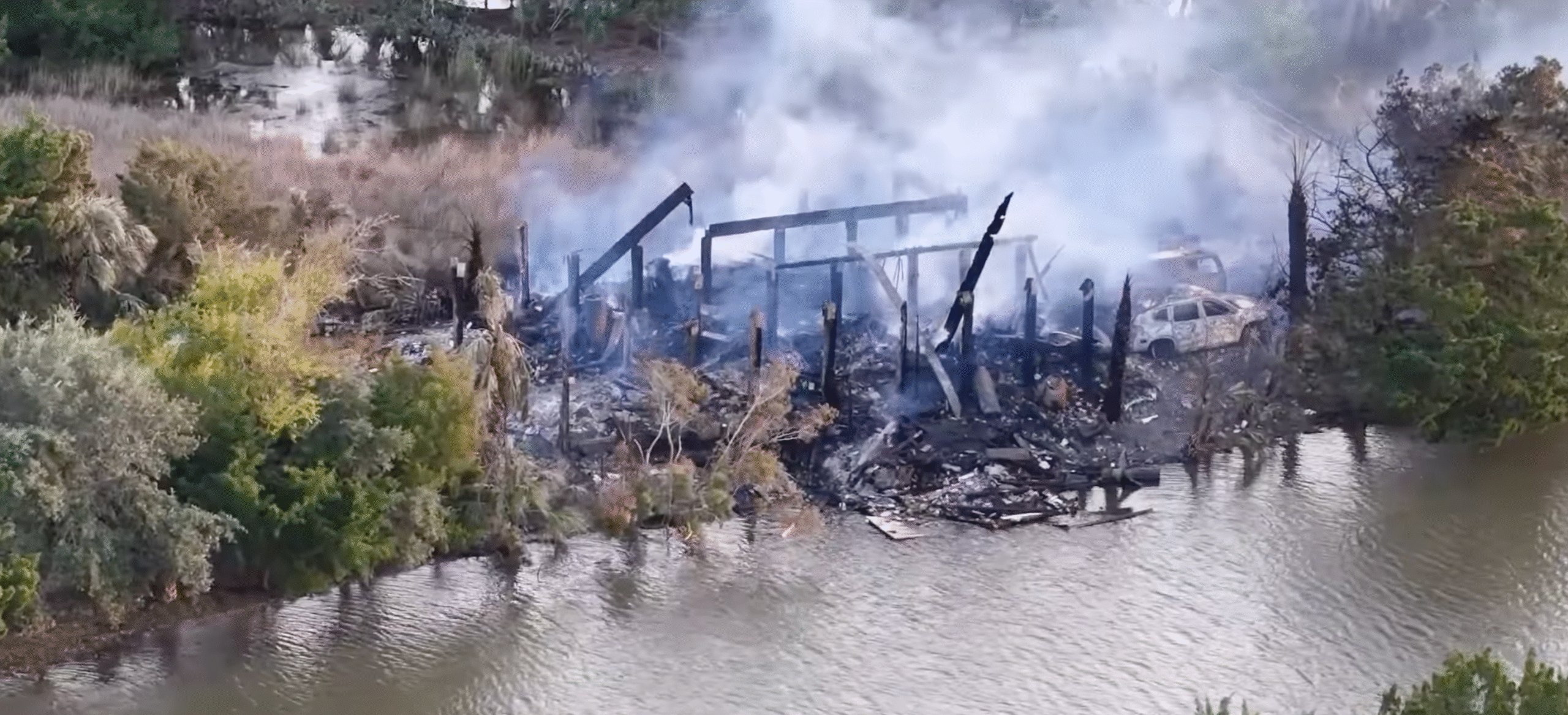 The remains of the Goodsteins' home after a fire destroyed it Saturday