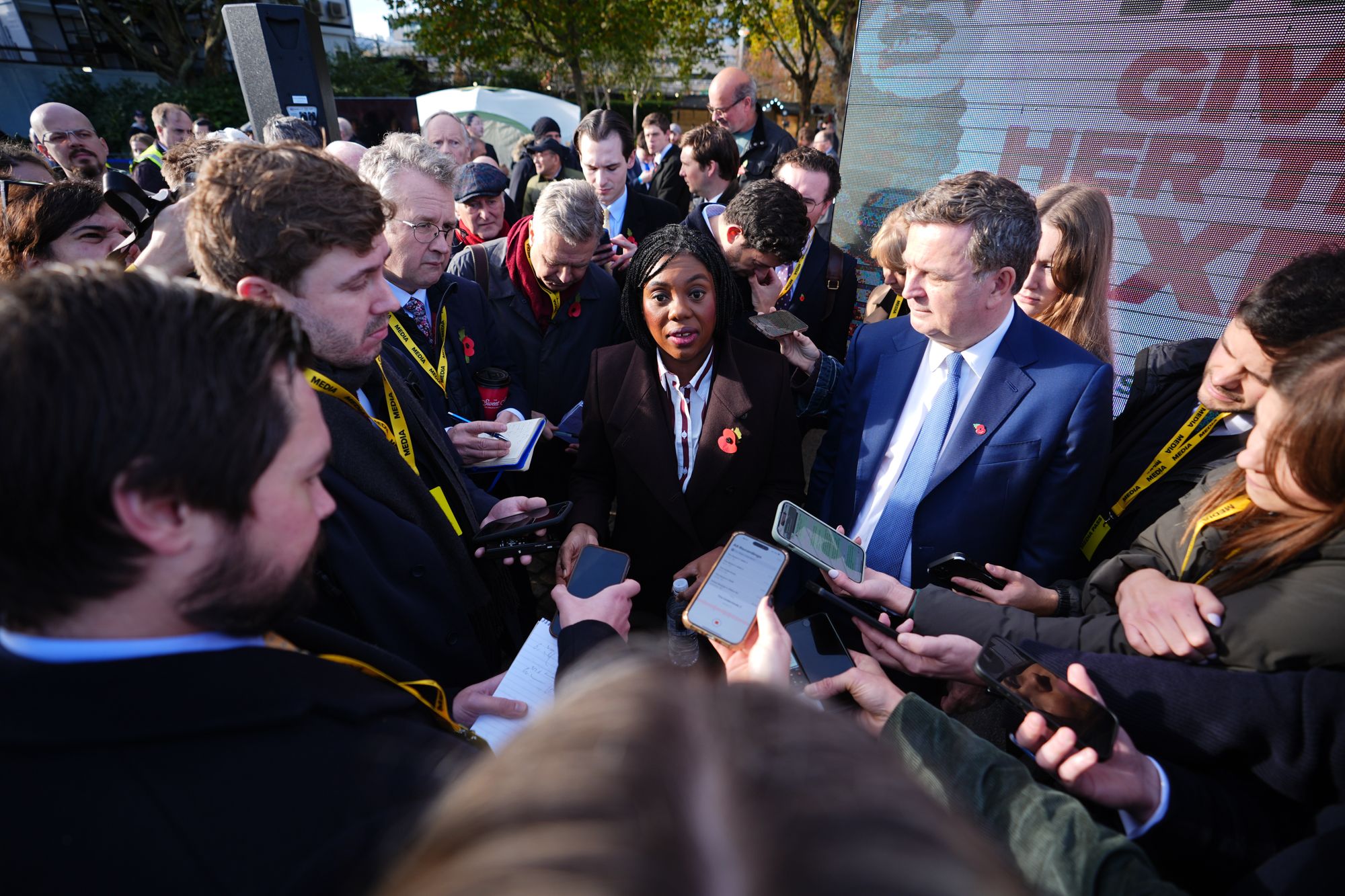 Conservative Party leader Kemi Badenoch and shadow chancellor Mel Stride were critical of Reeves during a rally, at the Southbank Observation Point in London, on Thursday, 30 October