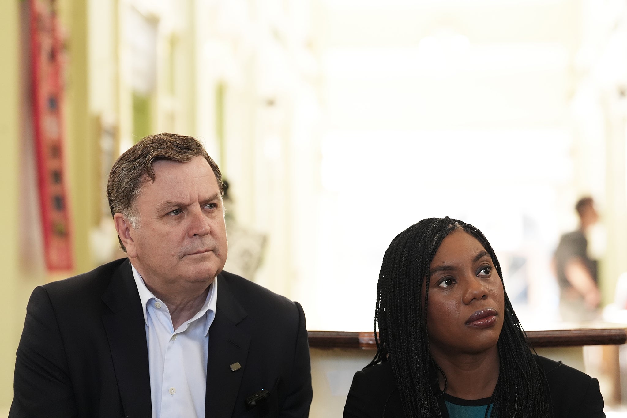Mel Stride, here with Kemi Badenoch, would make substantial cuts from welfare