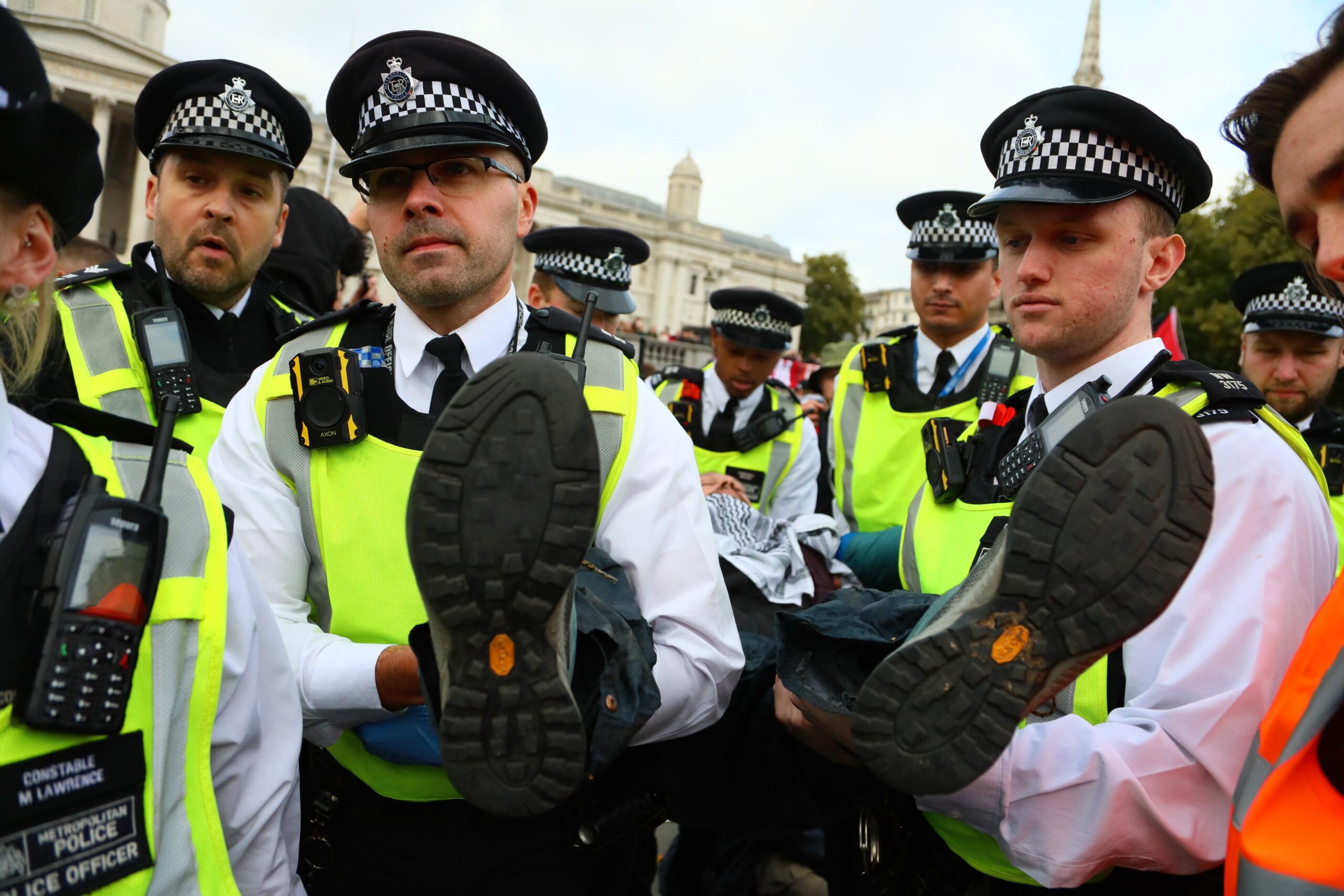 Many of those detained needed to be carried from Trafalgar Square