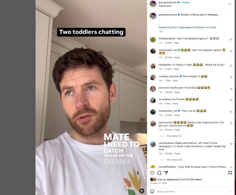 George Lewis - comedian Grabs from his Instagram https://www.instagram.com/georgelewiscom/?hl=en