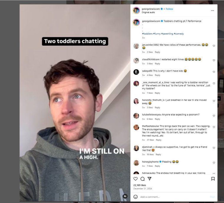 George Lewis - comedian Grabs from his Instagram https://www.instagram.com/georgelewiscom/?hl=en