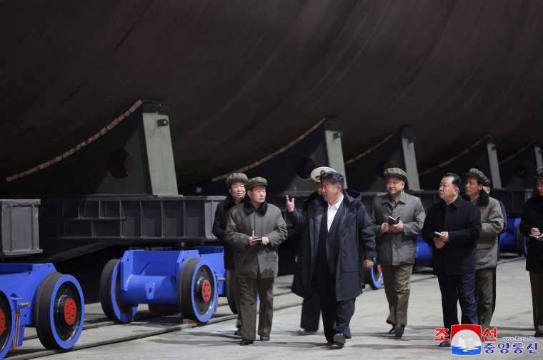 North Korea's leader Kim Jong Un inspects a nuclear submarine during a visit to a shipyard, in this photo released by North Korea's official Korean Central News Agency on March 8, 2025. KCNA via REUTERS ATTENTION EDITORS - THIS IMAGE WAS PROVIDED BY A THIRD PARTY. REUTERS IS UNABLE TO INDEPENDENTLY VERIFY THIS IMAGE. NO THIRD PARTY SALES. SOUTH KOREA OUT. NO COMMERCIAL OR EDITORIAL SALES IN SOUTH KOREA.