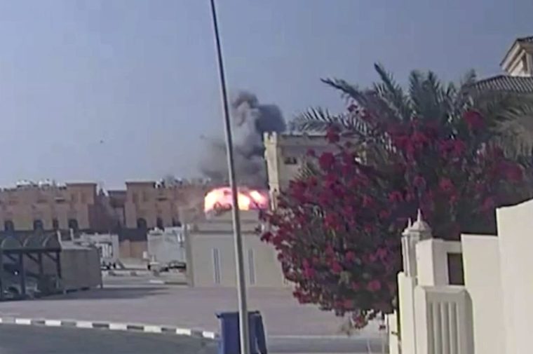 DOHA, QATAR - SEPTEMBER 9: Security footage captures the moment of an Israeli strike targeting Hamas leaders in Doha, Qatar, on September 9, 2025. (Photo by Security Camera/Anadolu via Getty Images)