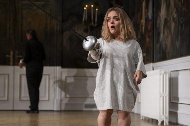 Francesca Mills’s Ophelia is cheeky and confident, a joyous breath of fresh air in the stuffy Danish court (Sam Taylor)