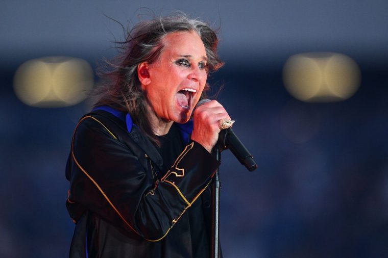INGLEWOOD, CA - SEPTEMBER 08: Singer Ozzy Osbourne performs at halftime during the NFL game between the Buffalo Bills and the Los Angeles Rams on September 8, 2022, at SoFi Stadium in Inglewood, CA. (Photo by Brian Rothmuller/Icon Sportswire via Getty Images)
