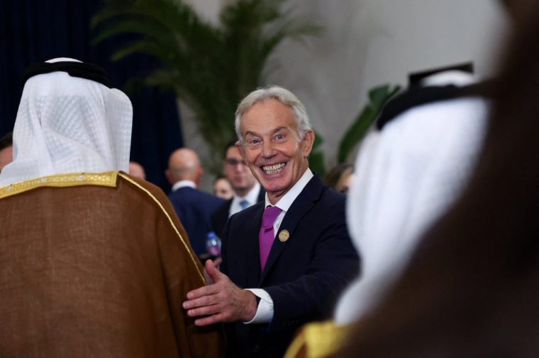 Former prime minister Sir Tony Blair during the Sharm El Sheikh Peace Summit in Egypt. Picture date: Monday October 13, 2025. PA Photo. The summit, co-hosted by US president Donald Trump and Egyptian president Abdel Fattah El-Sisi, comes as part of efforts to secure the fragile ceasefire between Israel and Hamas that has been holding since Friday. Photo credit should read: Suzanne Plunkett/PA Wire