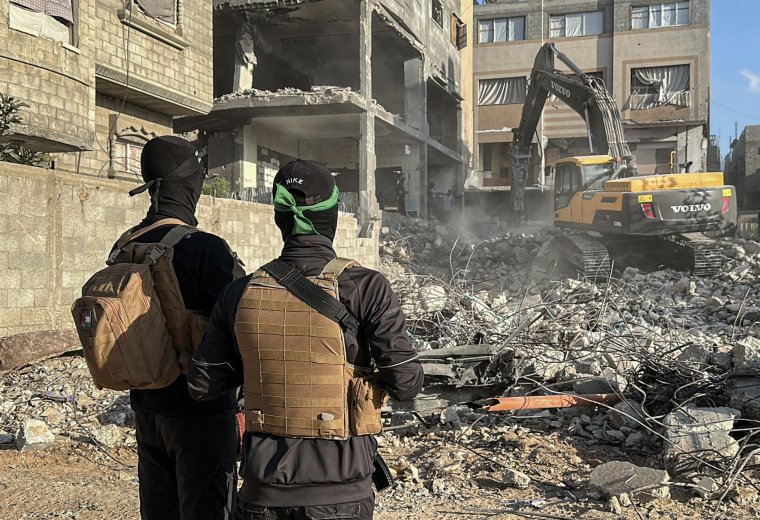 GAZA CITY, GAZA - OCTOBER 28: KHAN YUNIS, GAZA - OCTOBER 28: Search efforts for the remains of Israeli hostages in Gaza are being carried out by Egyptian Committee teams using machinery brought from Egypt at Nuseirat refugee camp in Gaza City, Gaza on October 28, 2025. (Photo by Fadel A. A. Almaghari/Anadolu via Getty Images)