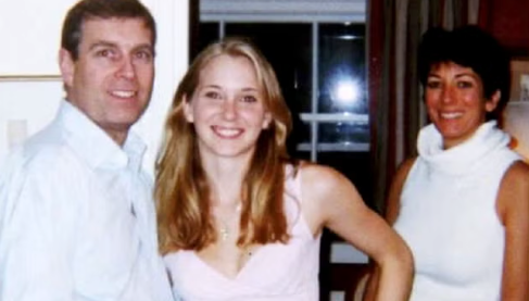 Prince Andrew with Virginia Giuffre and Ghislaine Maxwell