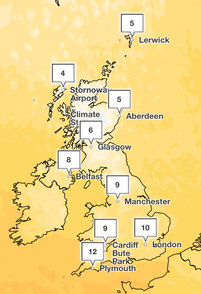 Temperatures on Monday morning are set to remain in the single digits for much of the UK