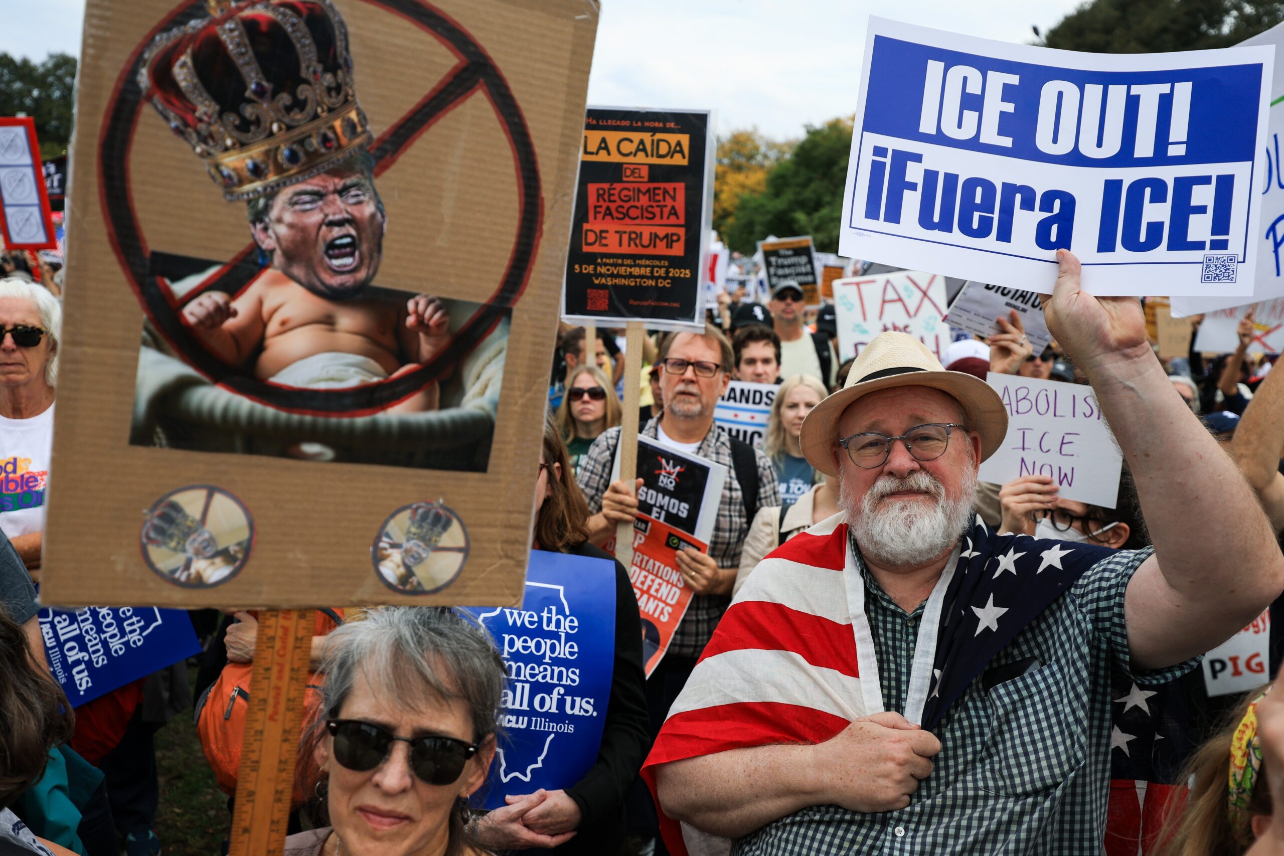 Participants in the 'No Kings' rally in Chicago