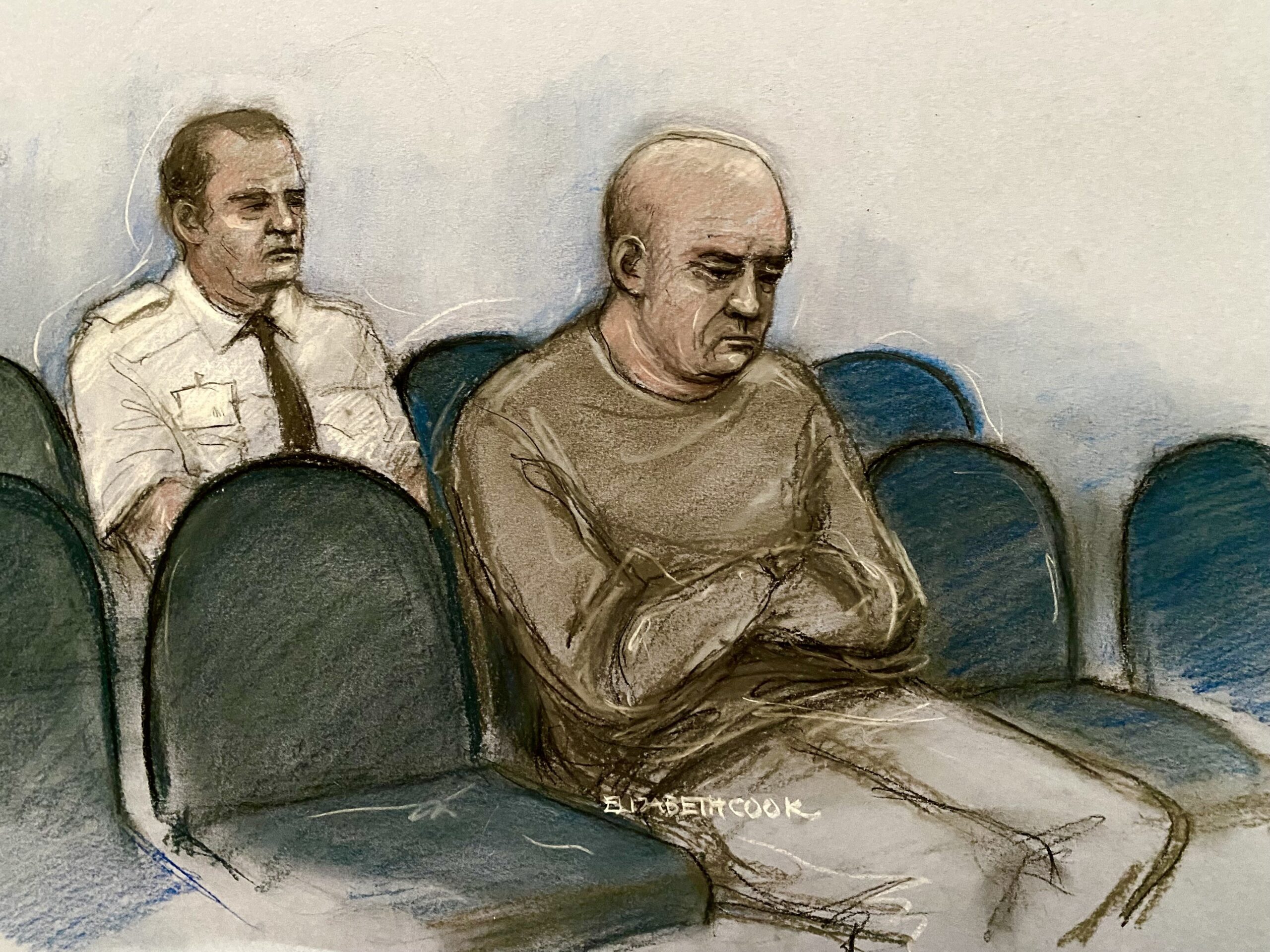 A court artist sketch of Peter Windsor