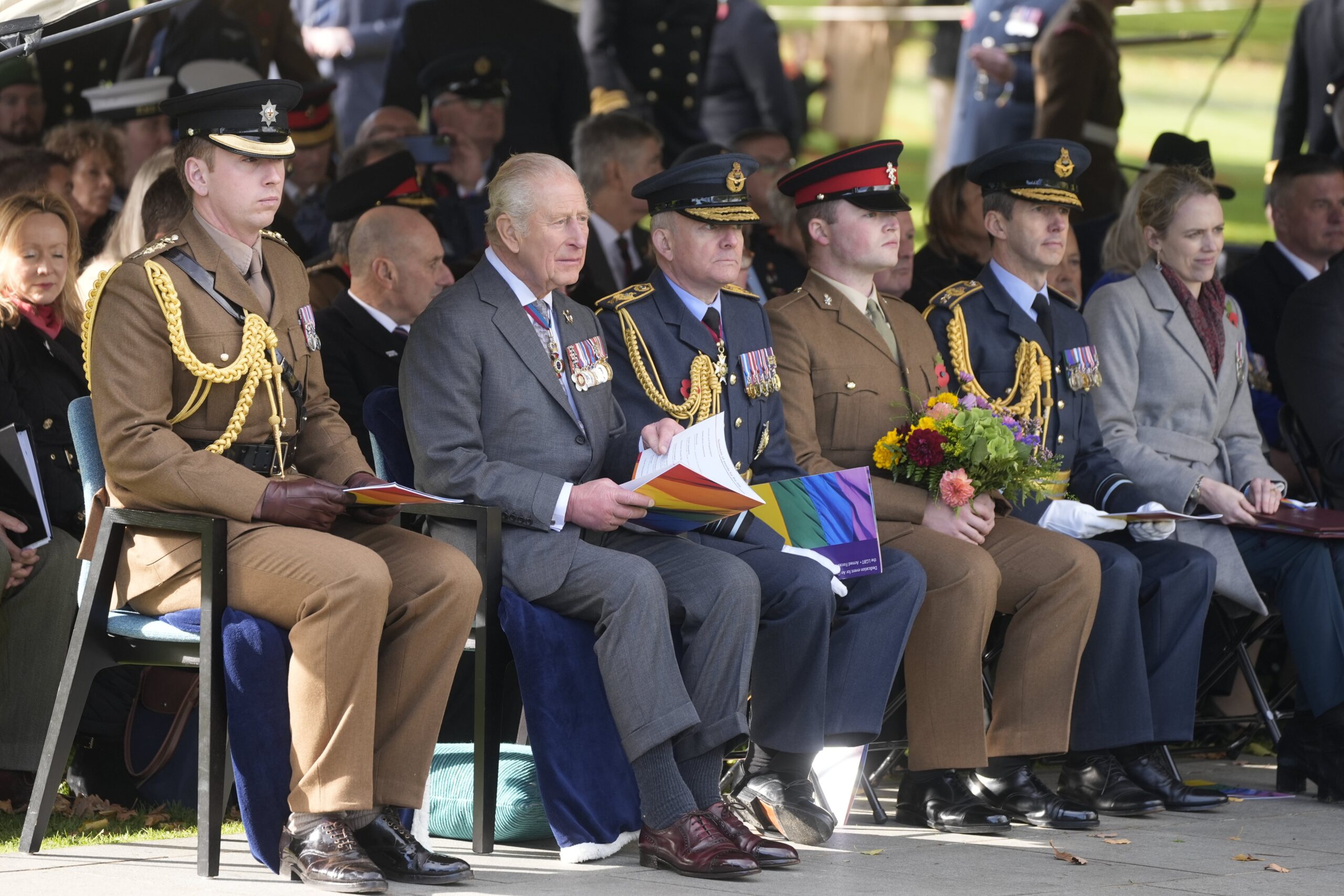 The King (second left) during his visit to the National Memorial Arboretum