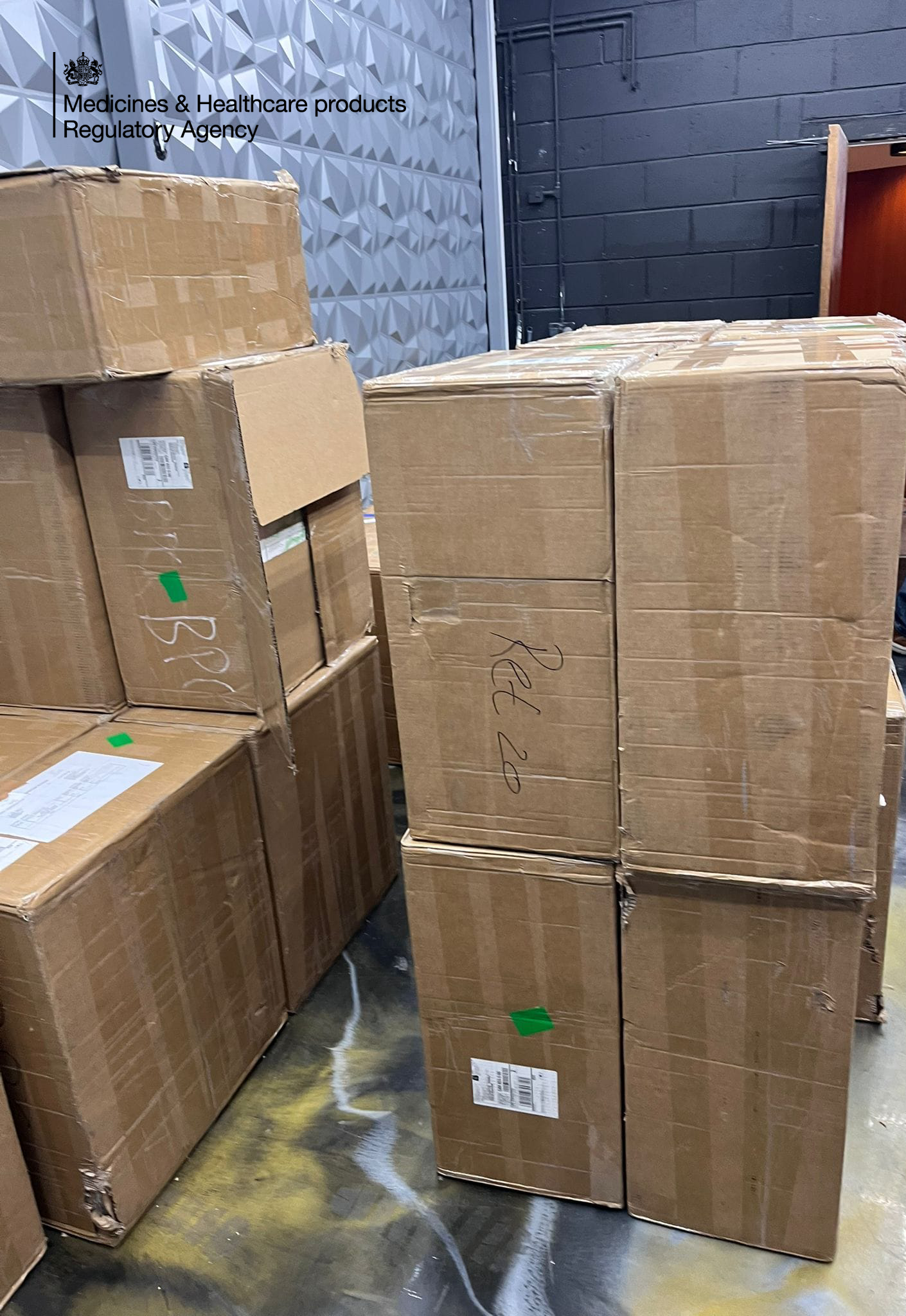 Huge boxes of the fake drugs were found by officers