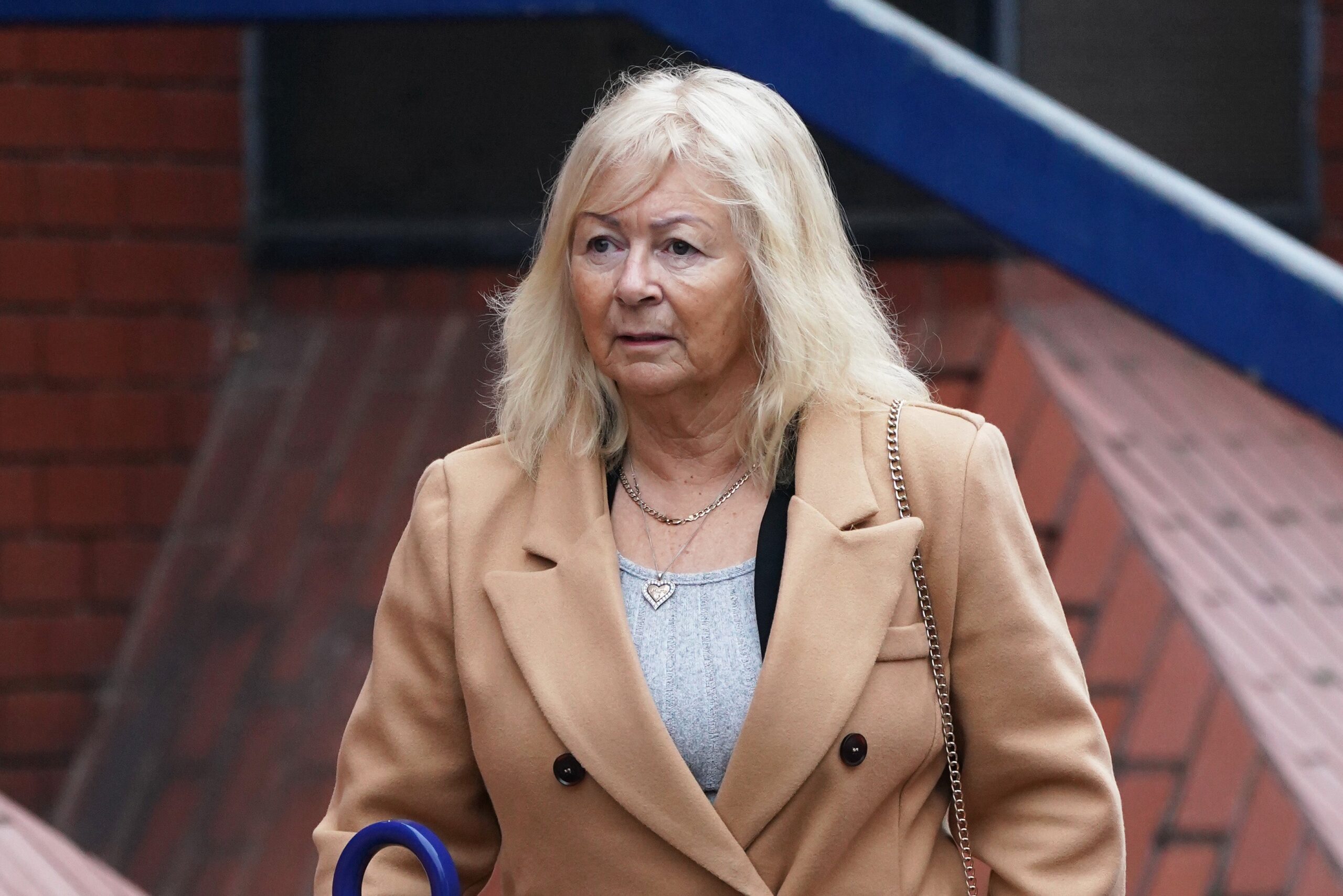 Karen Spragg, 61, from Cardiff, arriving at Leicester Crown Court on Friday