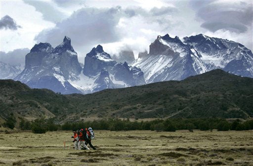 The Torres del Paine National Park, with its jutting mountain tops and subpolar forests, spans about 1,810 square kilometres (700 square miles) and hosts hundreds of thousands of visitors each year