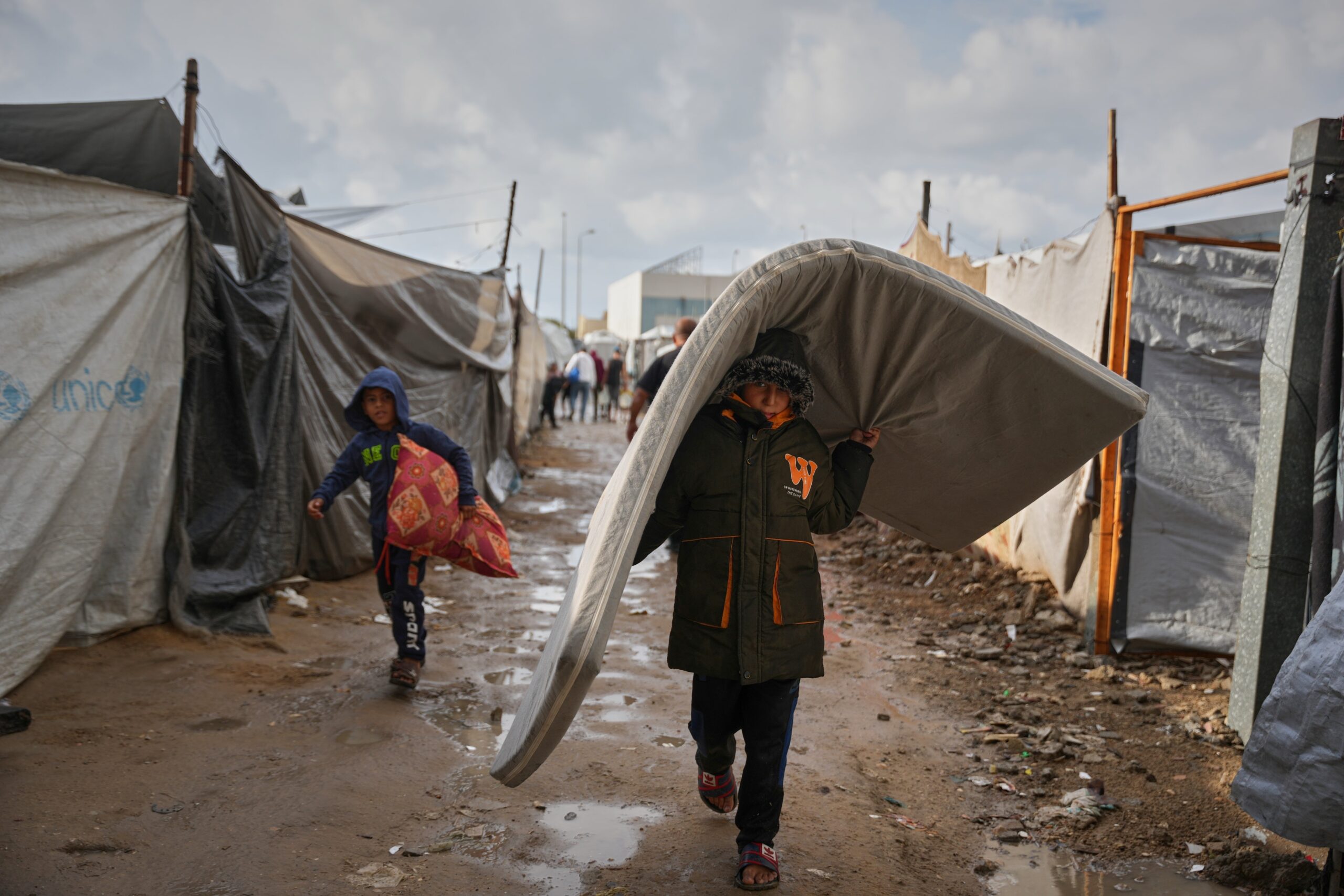 A temporary camp in Deir al-Balah, in the central Gaza Strip